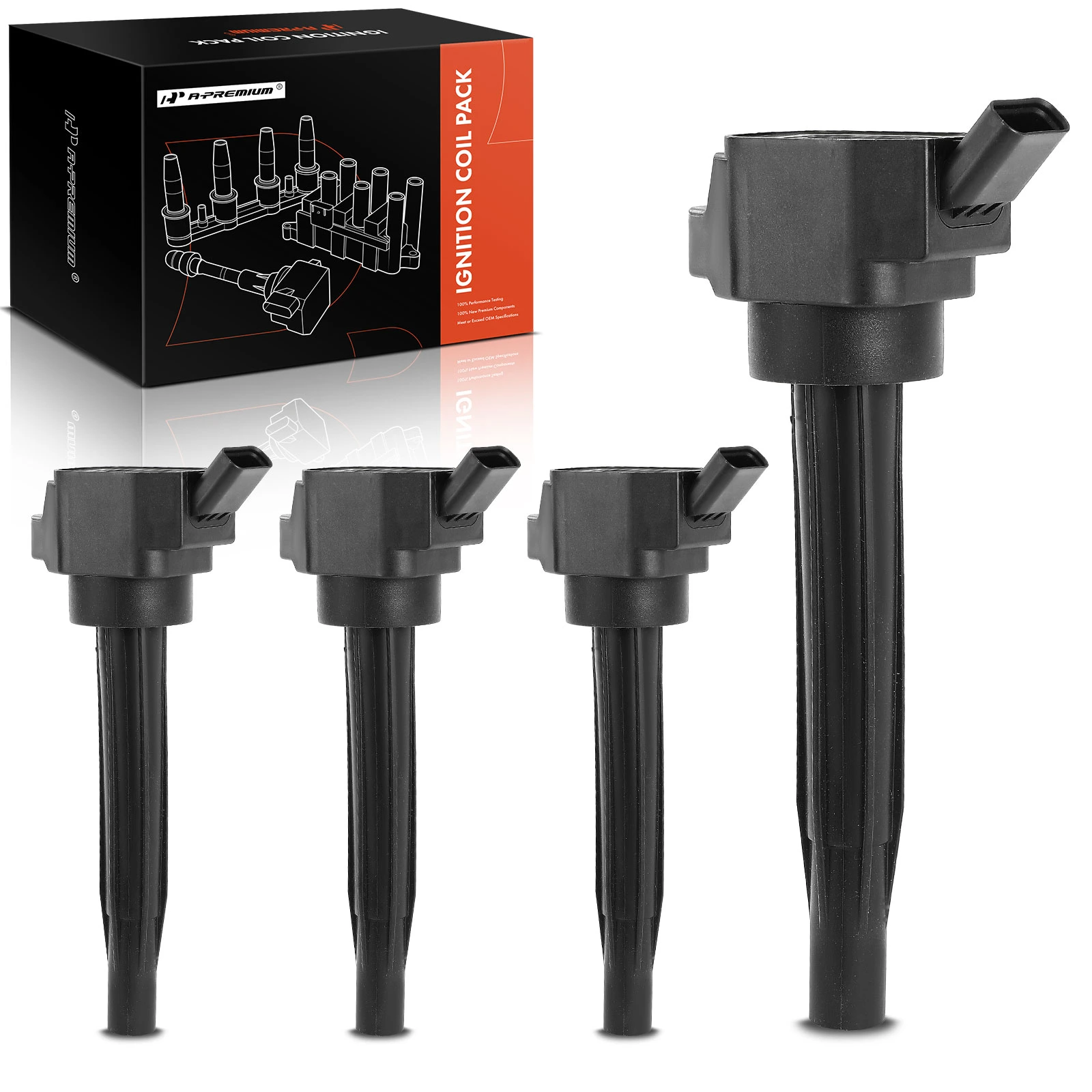 A Set of 4-Pc Ignition Coil 4-Pin Terminal Rectangular, Oval A-Premium APIC0875