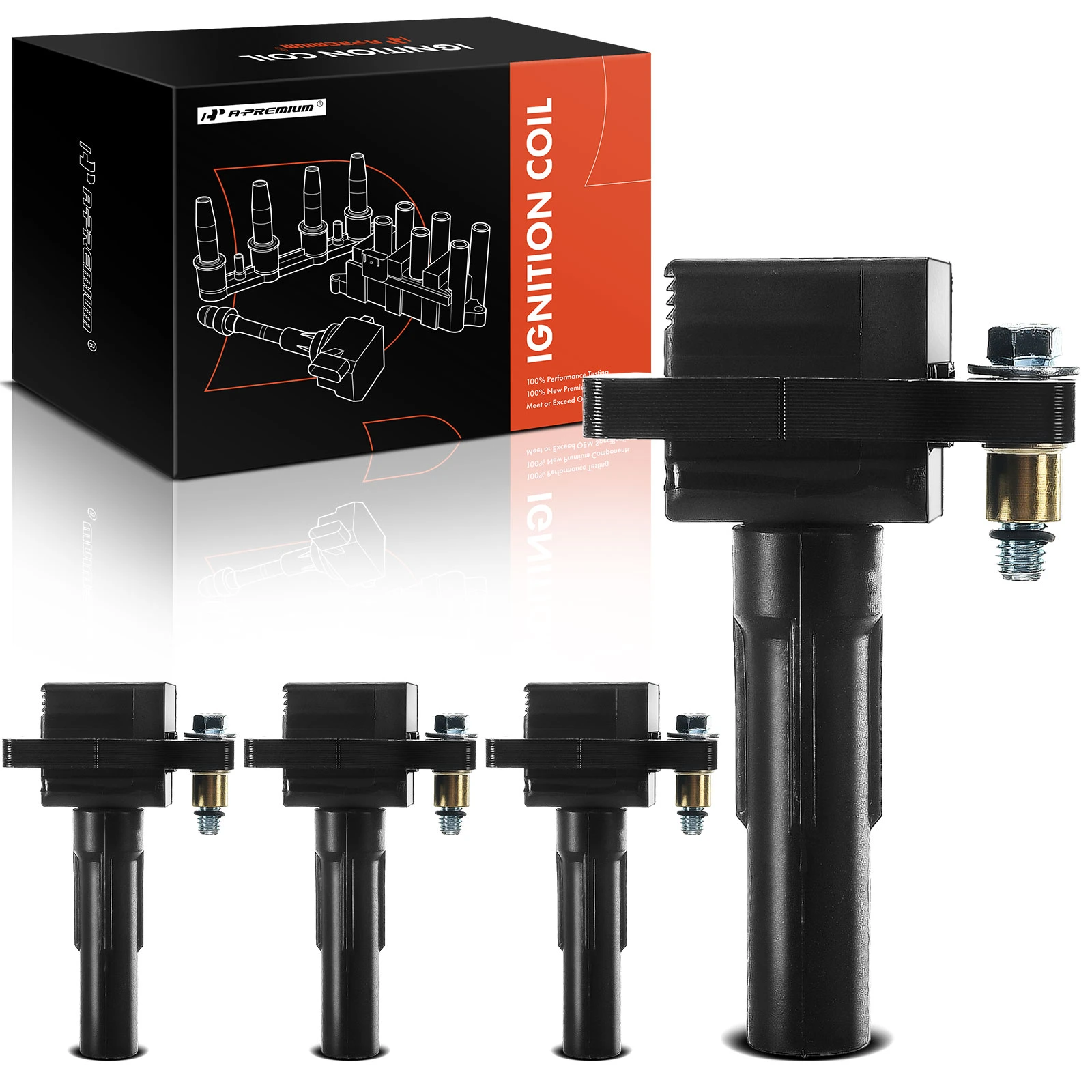 A Set of 4-Pc Ignition Coil 3-Blade Terminal Rectangular A-Premium IC0009