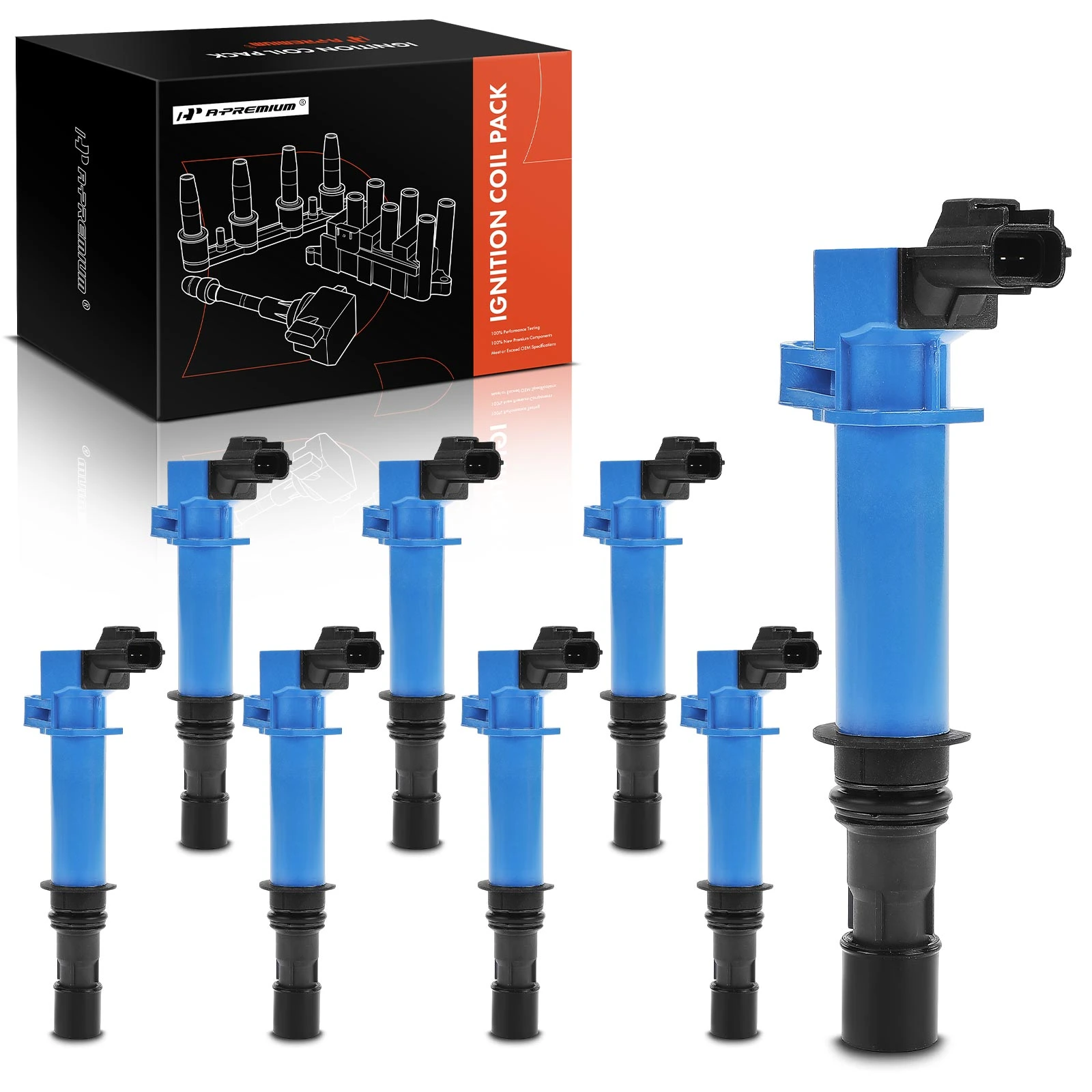 2002-2007 Dodge Ram 1500 A Set of 8pc Ignition Coil 2-Blade Terminal Oval A-Premium APIC0979