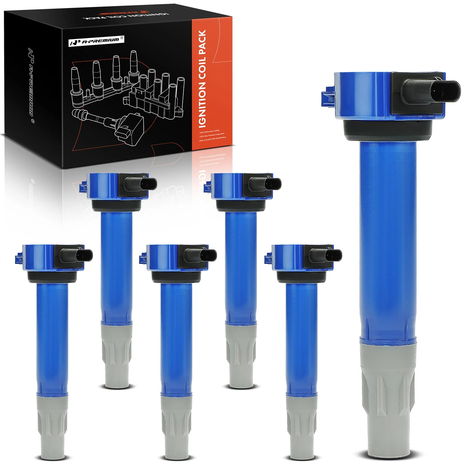 2009-2010 Dodge Challenger A Set of 6pc Ignition Coil 3-Blade Terminal Oval A-Premium APIC1092