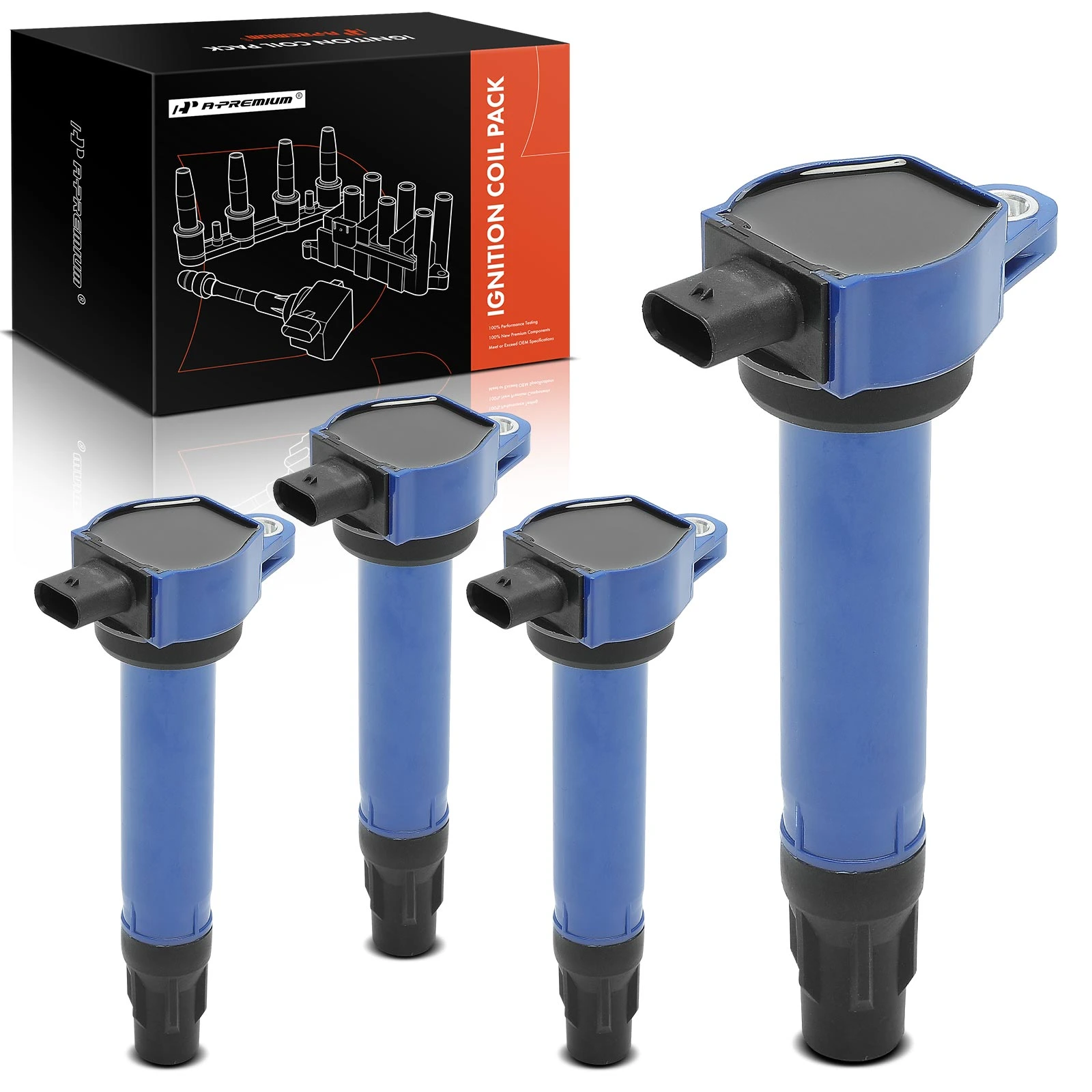 2009-2020 Dodge Journey A Set of 4pc Ignition Coil 3-Blade Terminal Oval A-Premium APIC1093