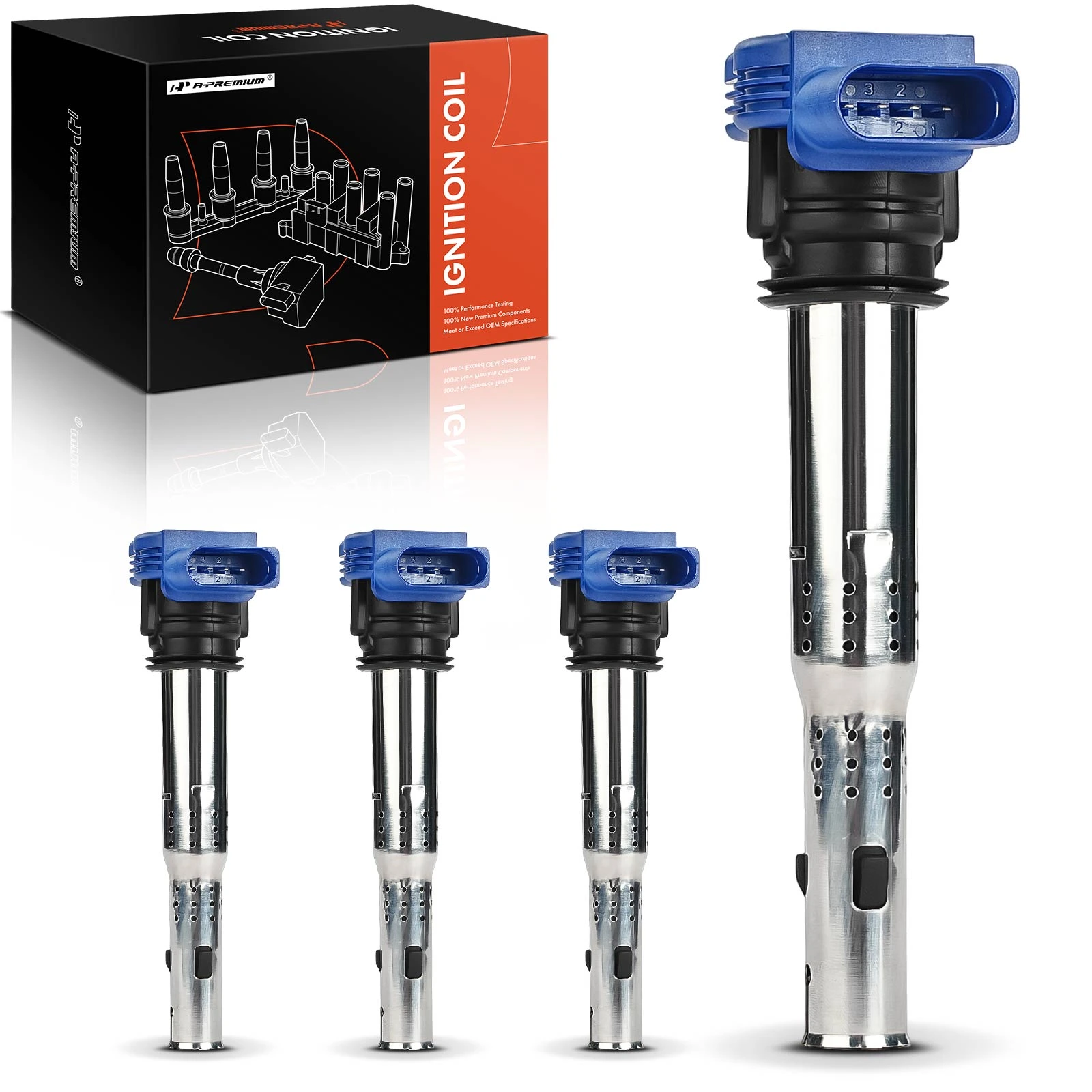 4 Pcs Blue Ignition Coil