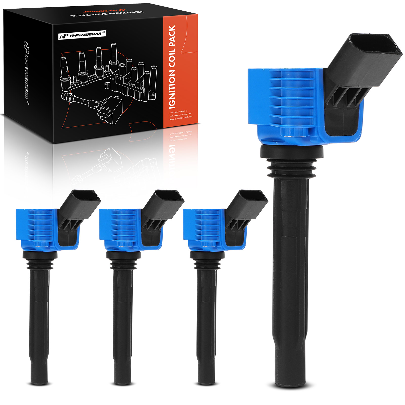 4 Pcs Blue Ignition Coil