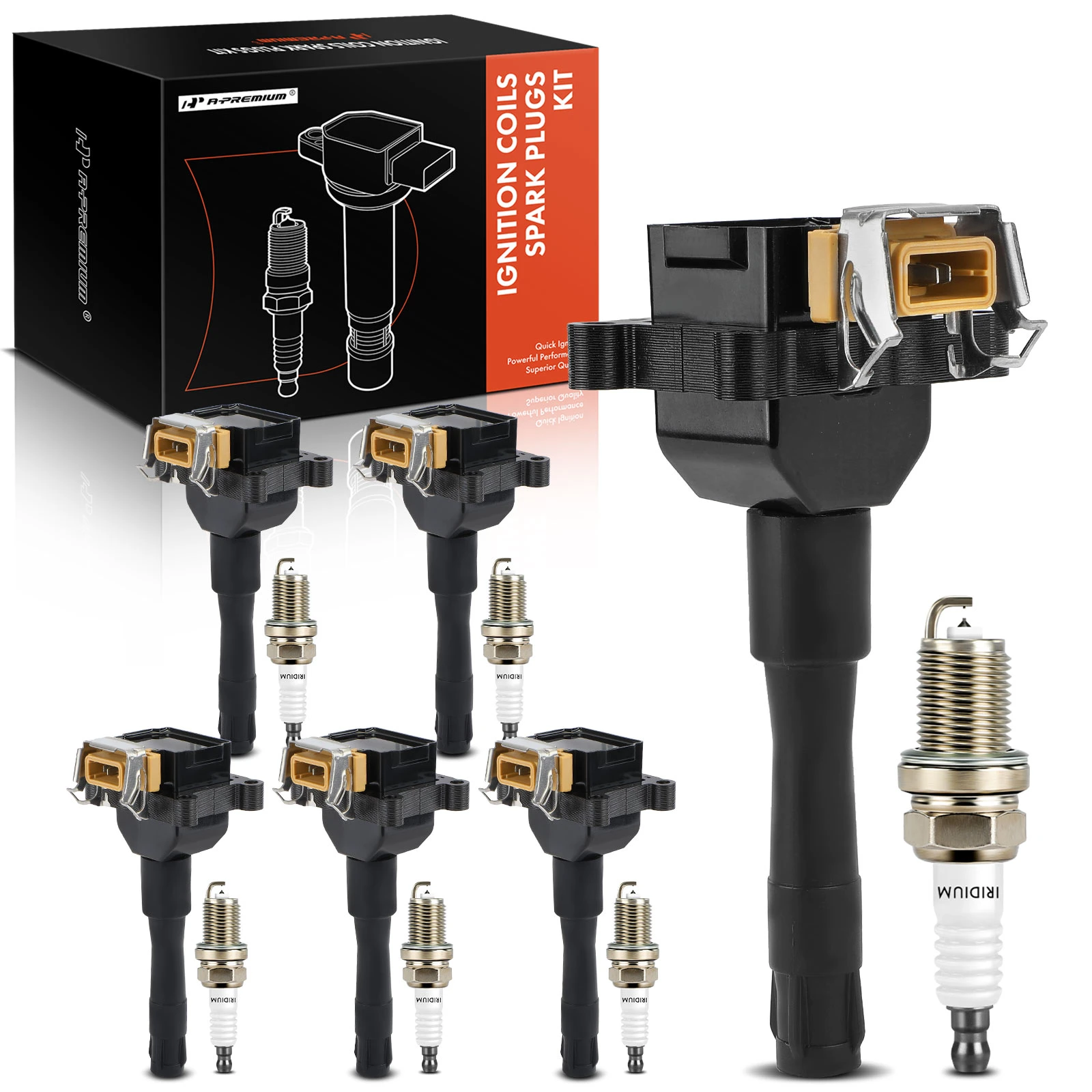 6 Pcs Ignition Coil & 6 Pcs Double Iridium Spark Plug Kit