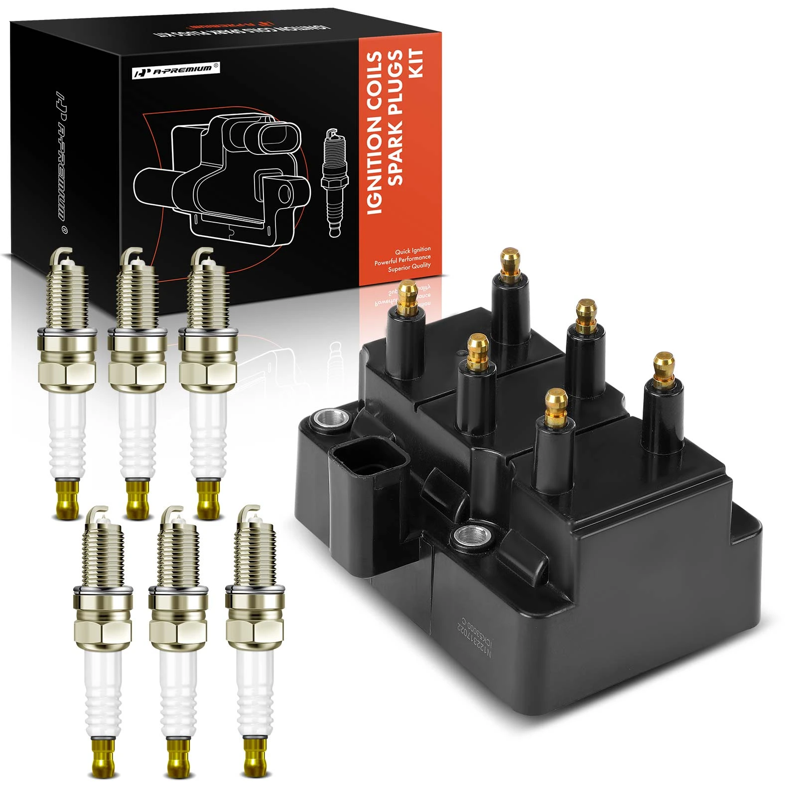 1 Pc Ignition Coil & 6 Pcs Iridium & Platinum Spark Plug Kit