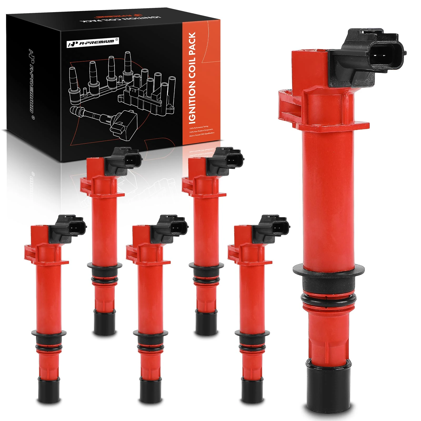 2007-2008 Dodge Nitro A Set of 6pc Ignition Coil 2-Blade Terminal Oval A-Premium APIC1033