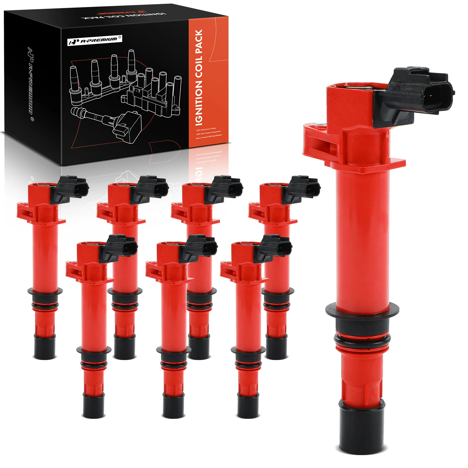 2002-2007 Dodge Ram 1500 A Set of 8pc Ignition Coil 2-Blade Terminal Rectangular A-Premium APIC1034