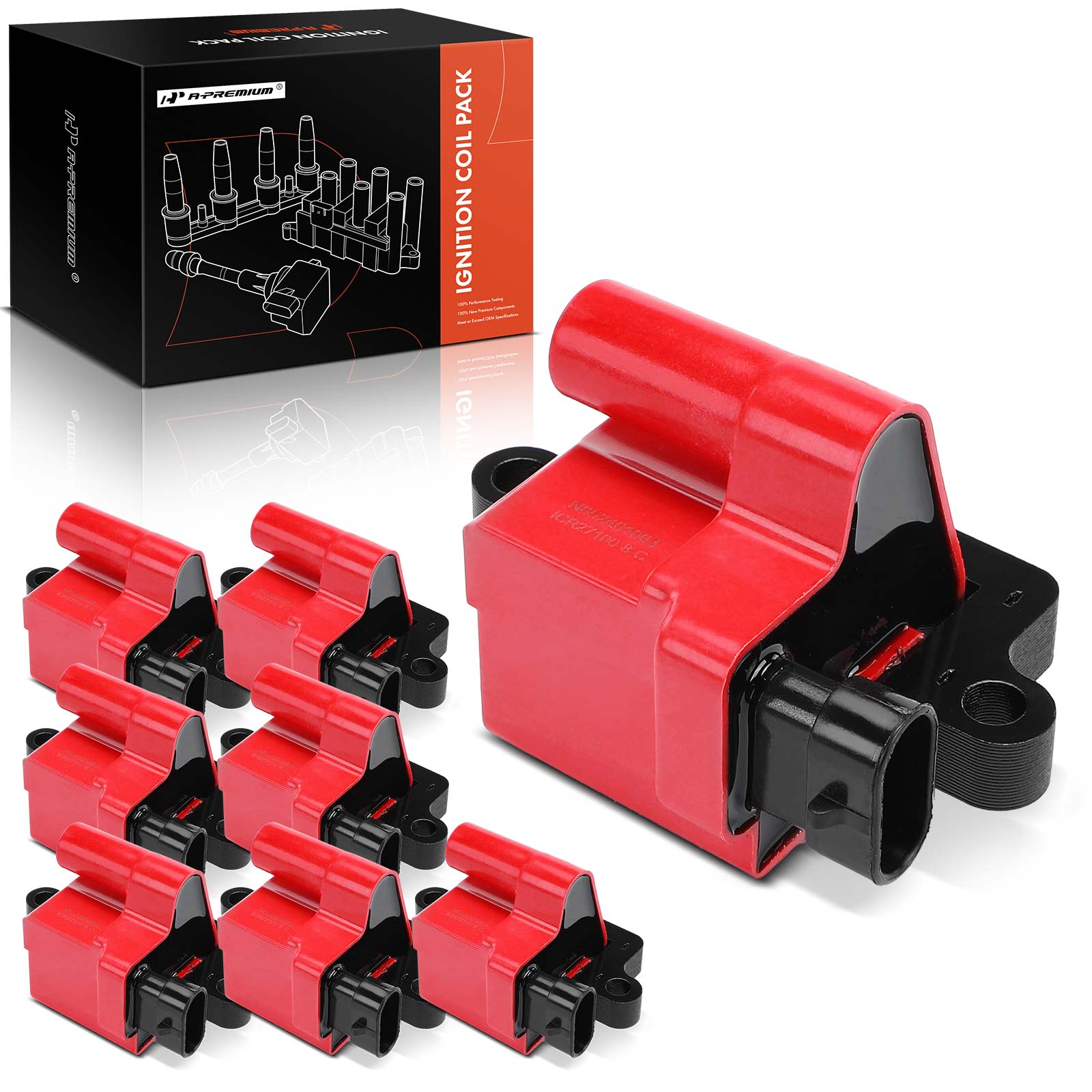 2003-2006 Cadillac Escalade ESV A Set of 8-Pc Ignition Coil 4-Blade Terminal Oval A-Premium APIC1035