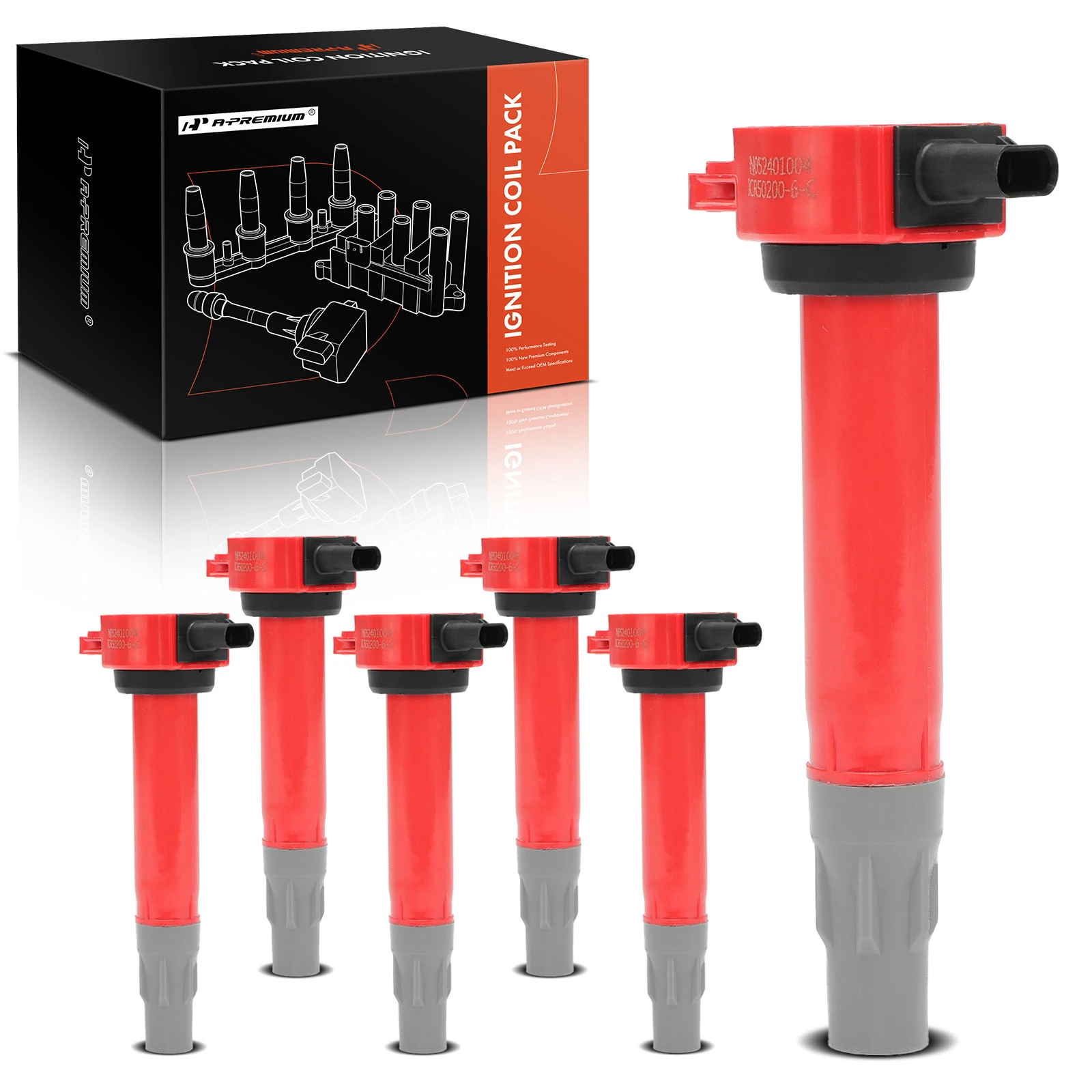 2009-2010 Dodge Challenger A Set of 6pc Ignition Coil 3-Blade Terminal Oval A-Premium APIC1135