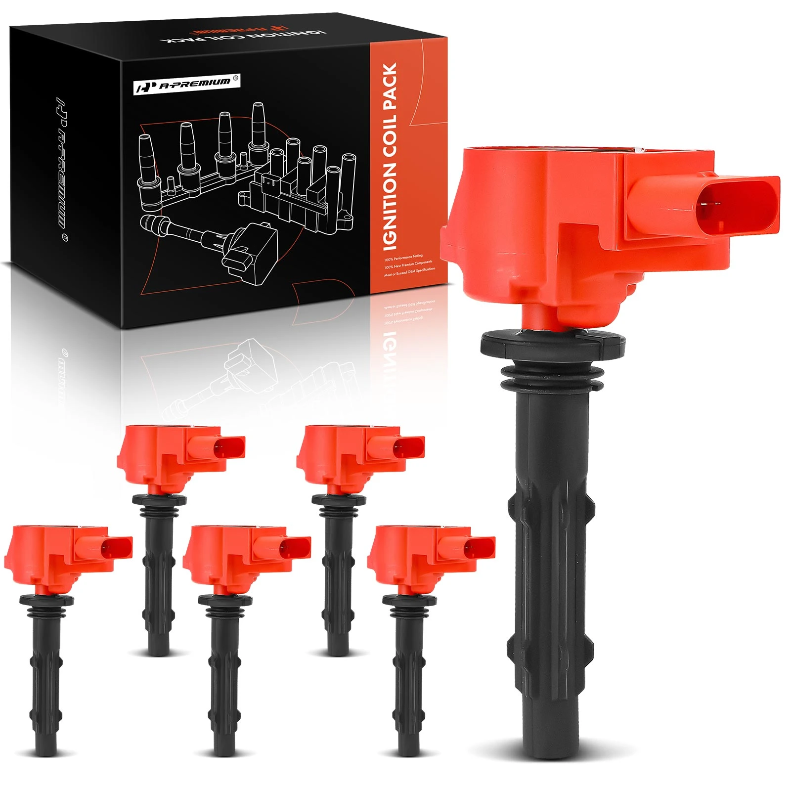 2007-2008 Dodge Sprinter 3500 A Set of 6pc Ignition Coil 4-Blade Terminal Rectangular, Oval A-Premium APIC1220