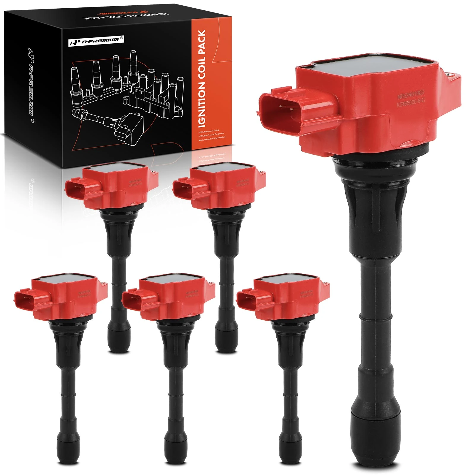 6-Pc Ignition Coil 3-Blade Terminal Rectangular A-Premium APIC1052