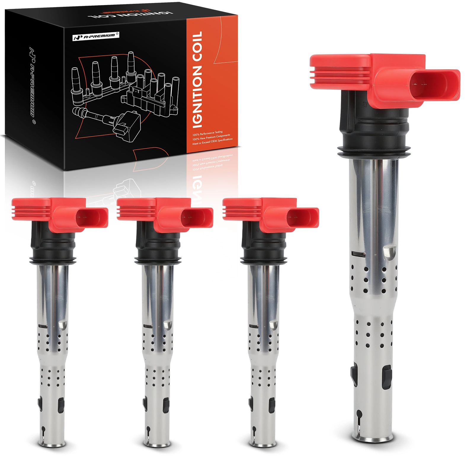 4 Pcs Red Ignition Coil