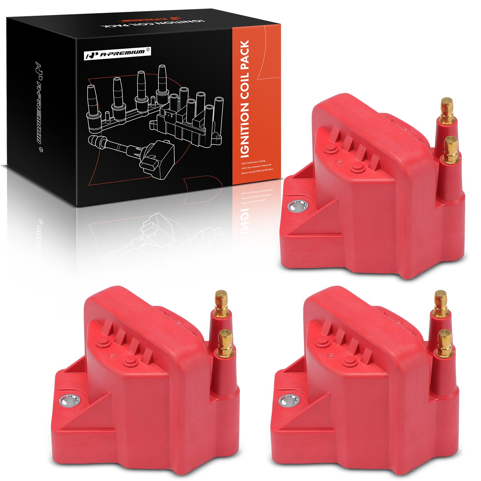 1999-2004 Oldsmobile Alero A Set of 3-Pc Ignition Coil 2-Blade Terminal Oval A-Premium APIC1456