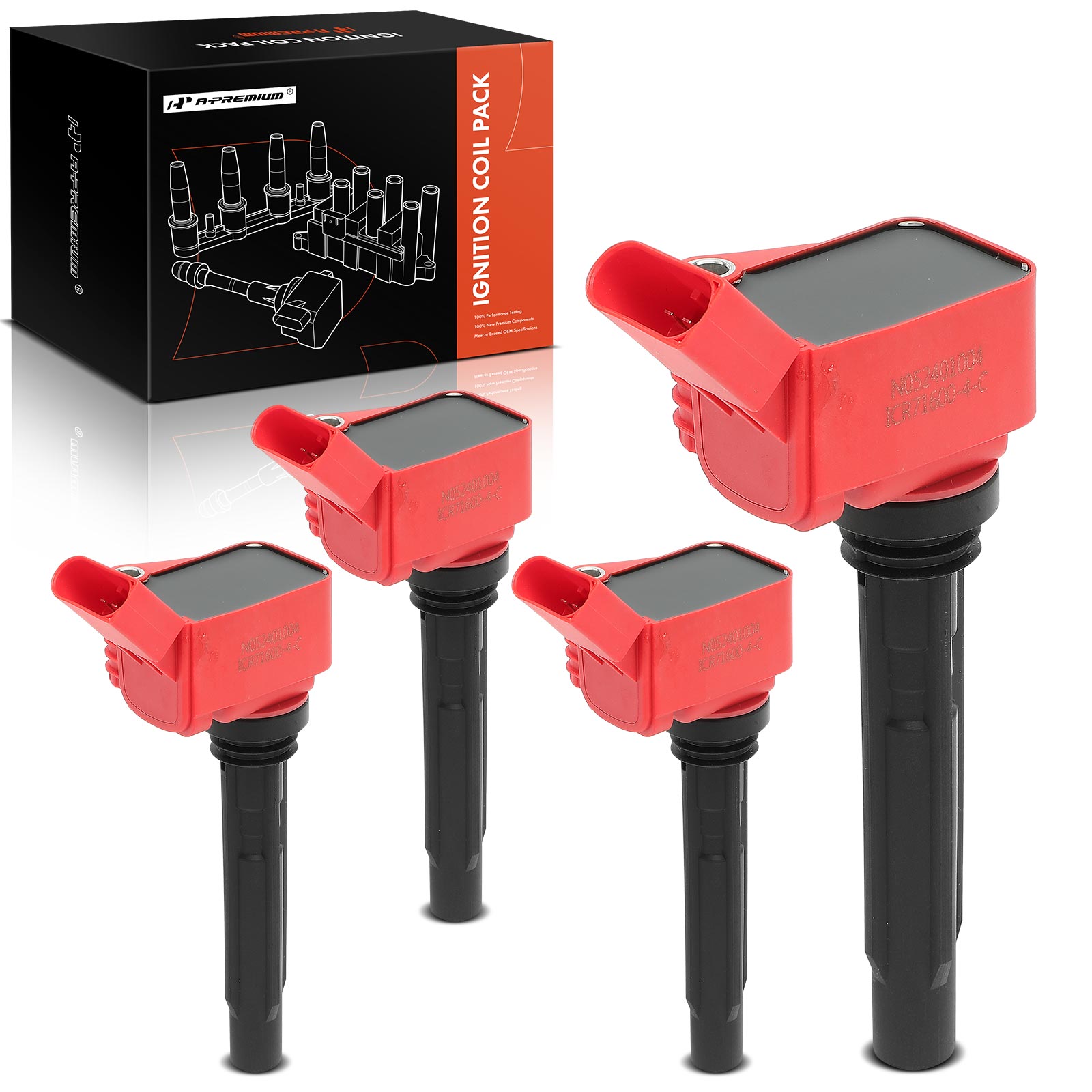 4Pcs Red Ignition Coil