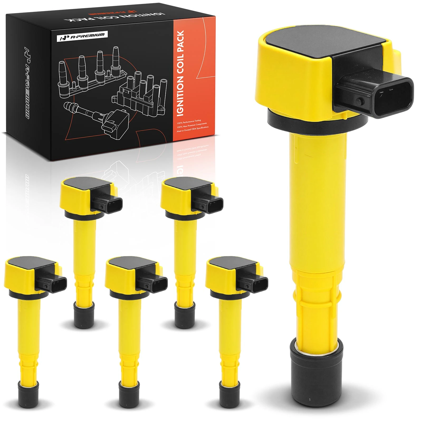 6 Pcs Yellow Ignition Coil