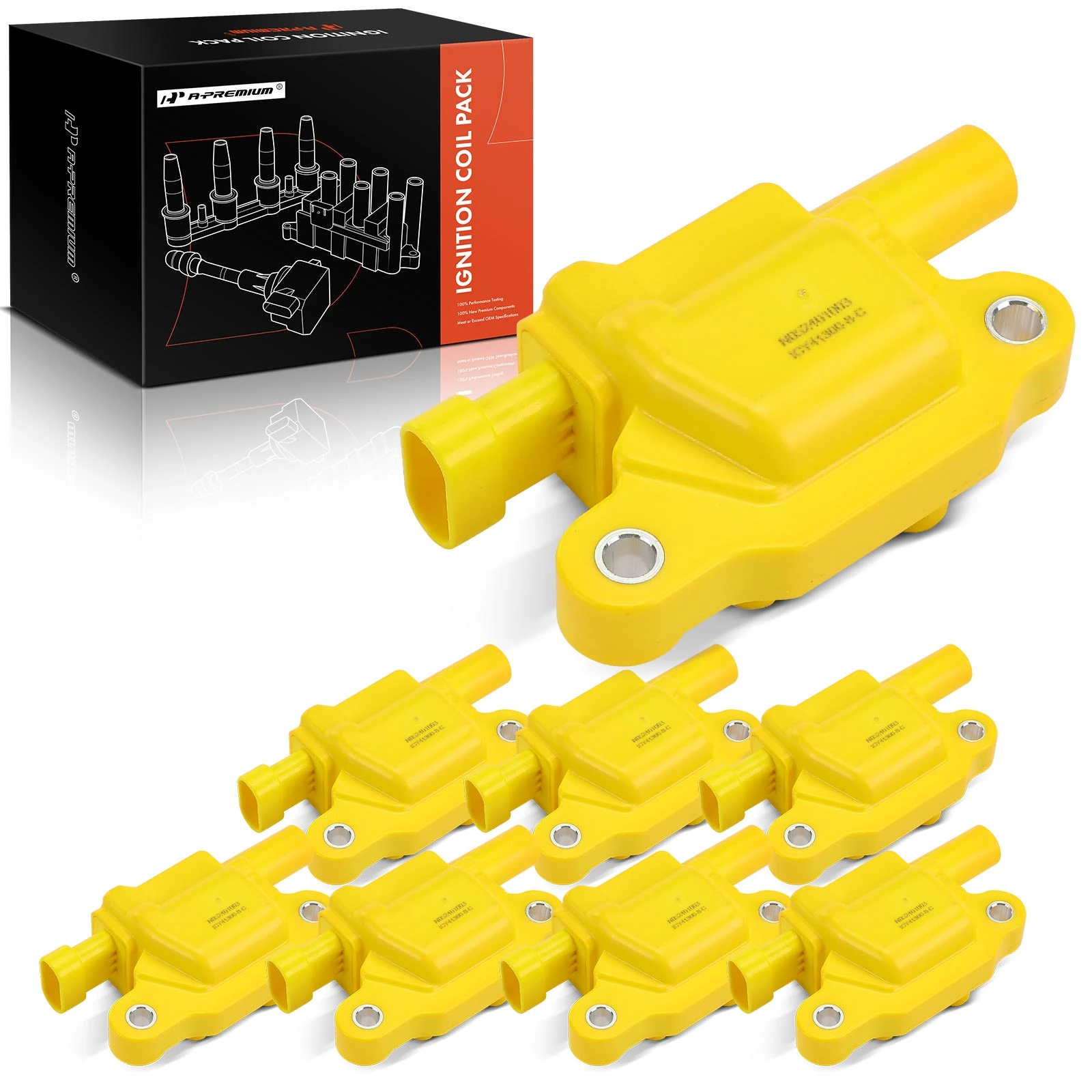8 Pcs Yellow Ignition Coils