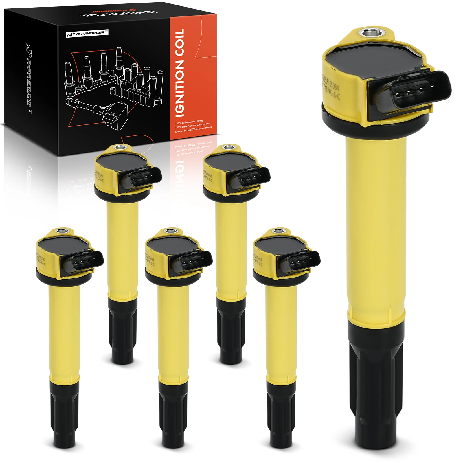 6 Pcs Yellow Ignition Coil