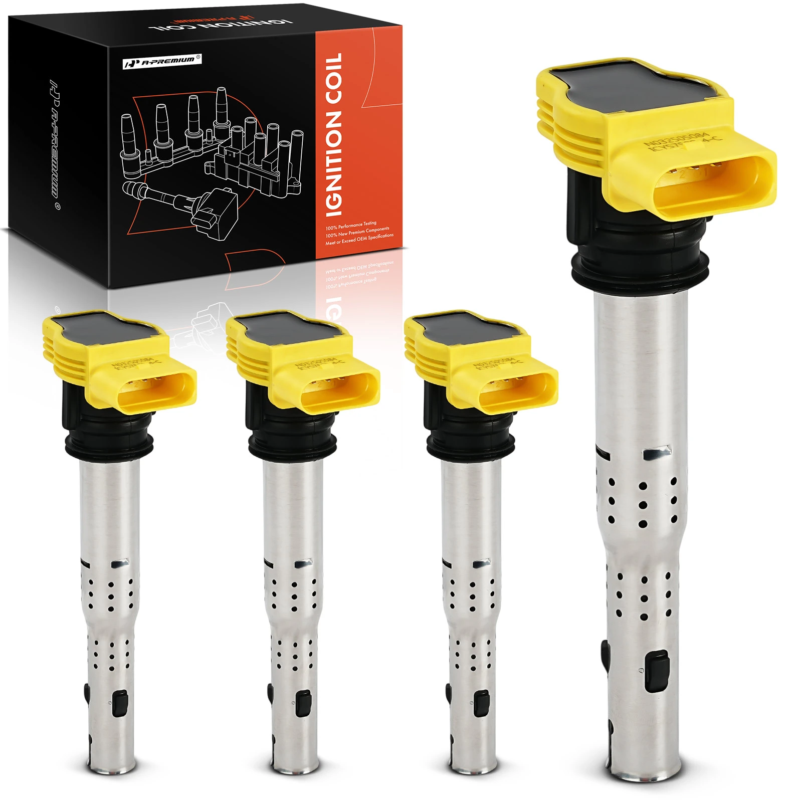 4 Pcs Yellow Ignition Coil