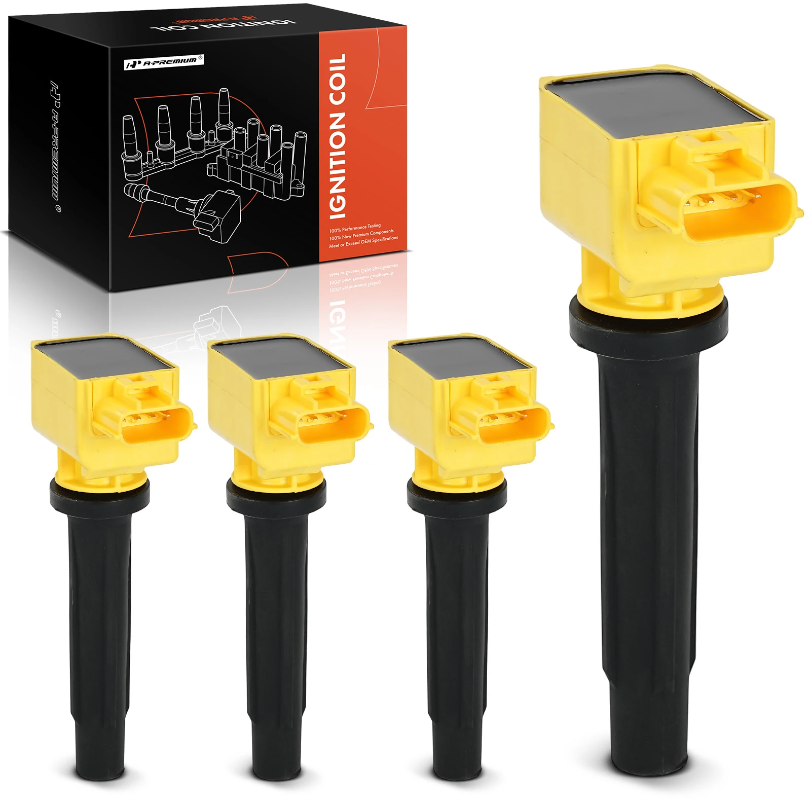 2016-2024 Mazda MX-5 Miata A Set of 4-Pc Ignition Coil 4-Blade Terminal Oval A-Premium APIC1486