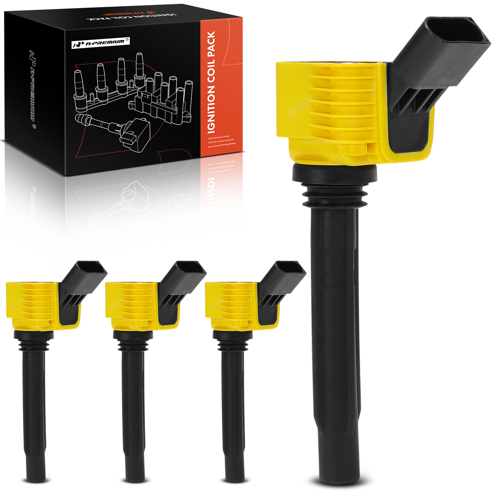 4 Pcs Yellow Ignition Coil