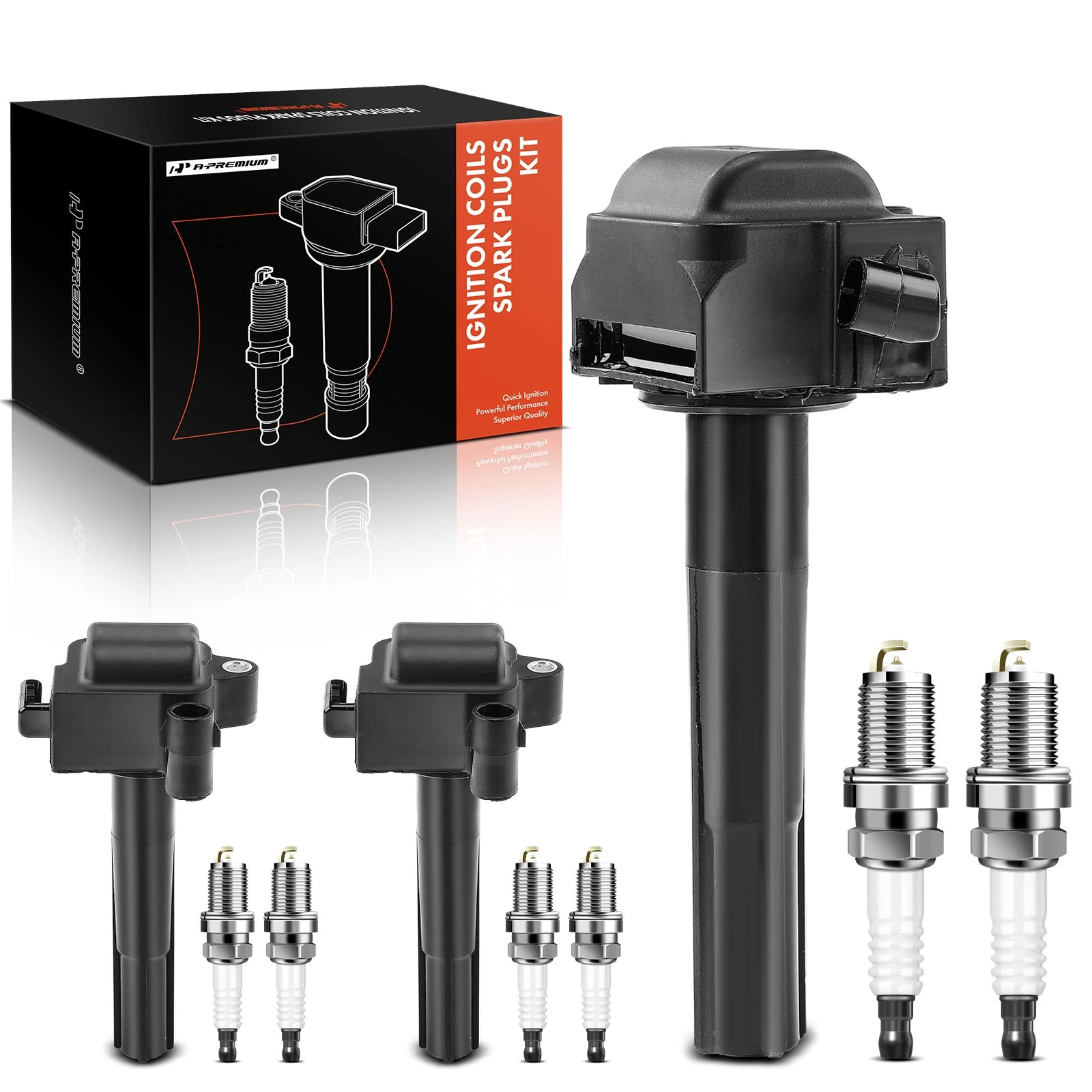 Ignition Coil and Spark Plug Kit Set of 3 Iridium Series, 2-Blade Terminal A-Premium APIC0632