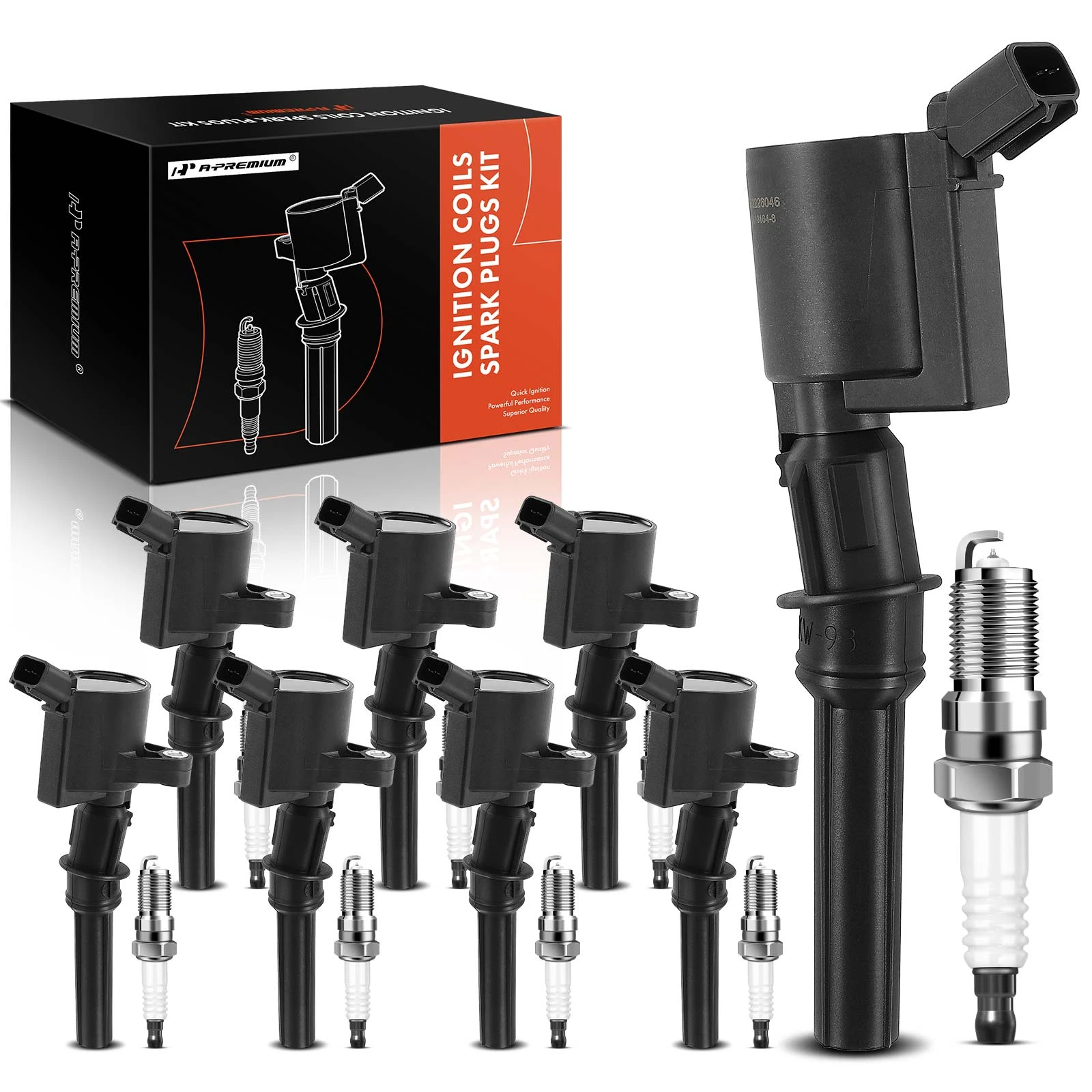 8 Pcs Ignition Coil & 8 Pcs IRIDIUM Spark Plug Kit