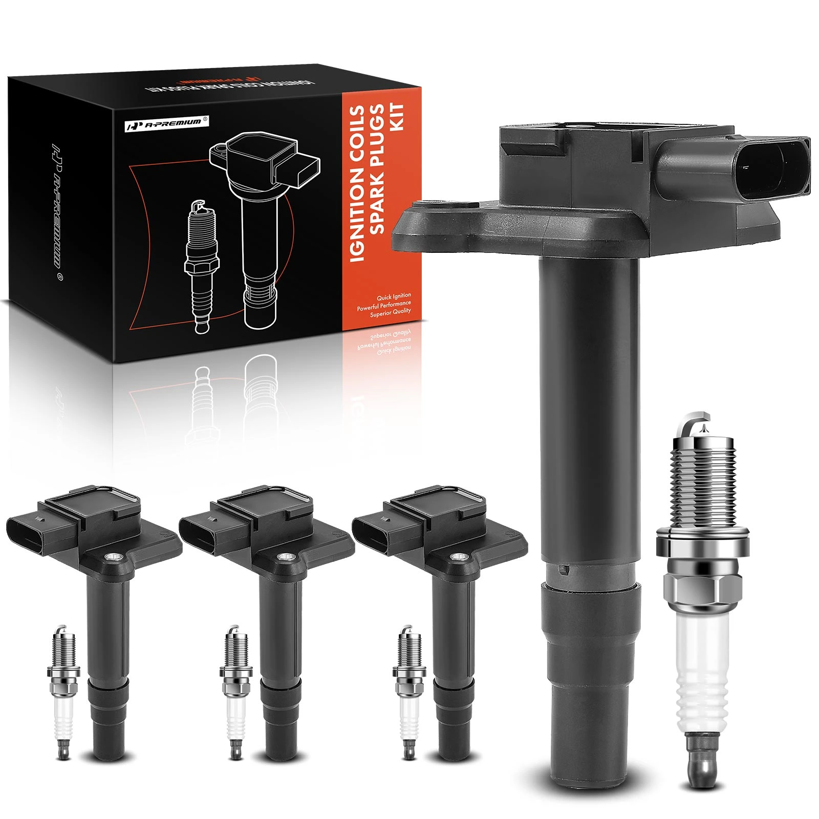 2000 Volkswagen Passat Ignition Coil and Spark Plug Kit Set of 8 Iridium Series, 4-Blade Terminal A-Premium APIC0761
