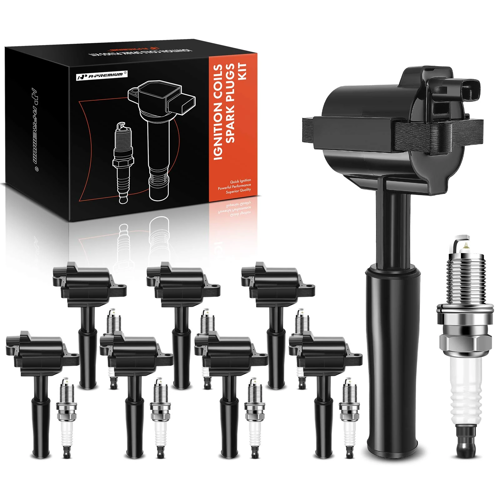 8 Pcs Ignition Coil & 8 Pcs IRIDIUM Spark Plug Kit