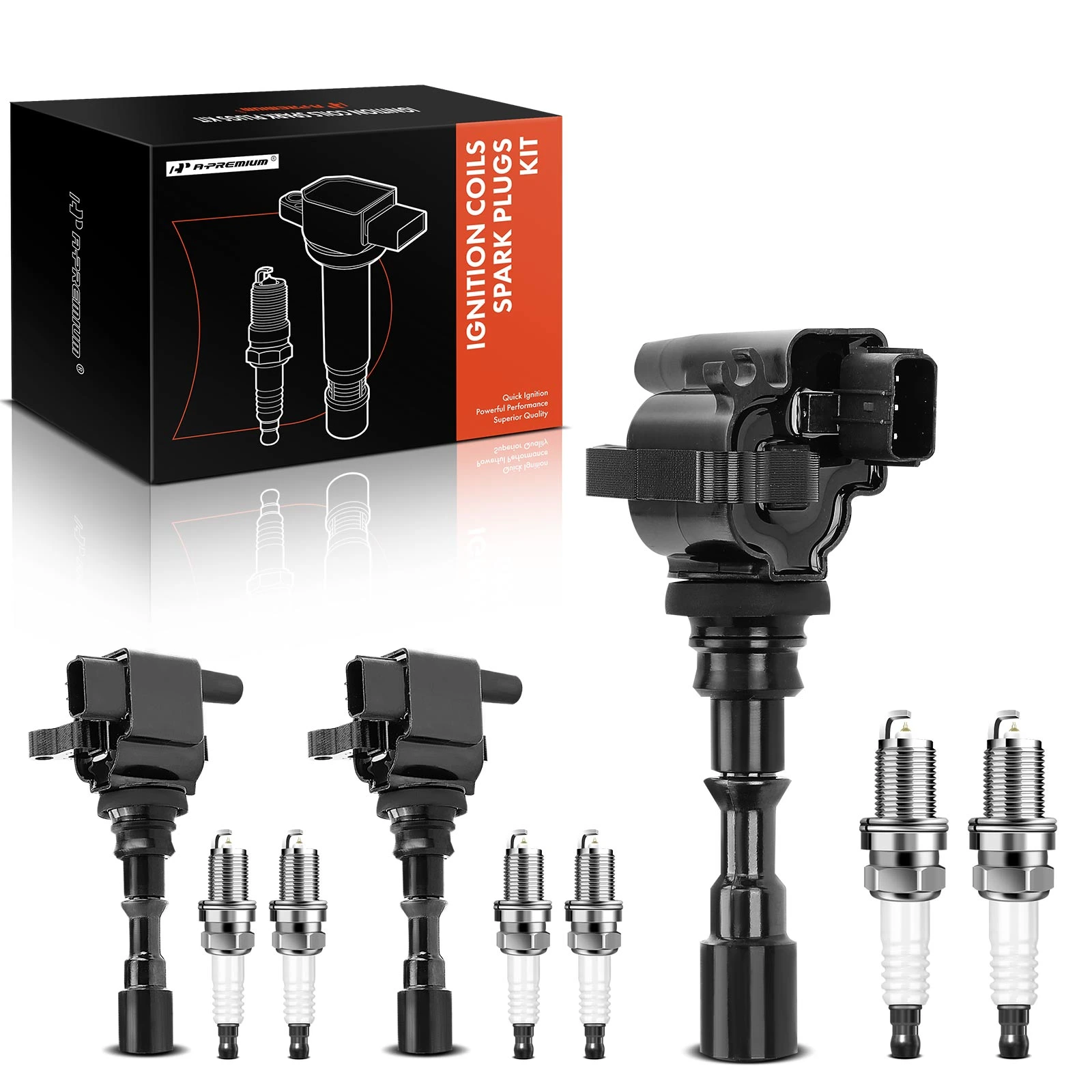 3 Pcs Black Ignition Coil & 6 Pcs IRIDIUM Spark Plug Kit