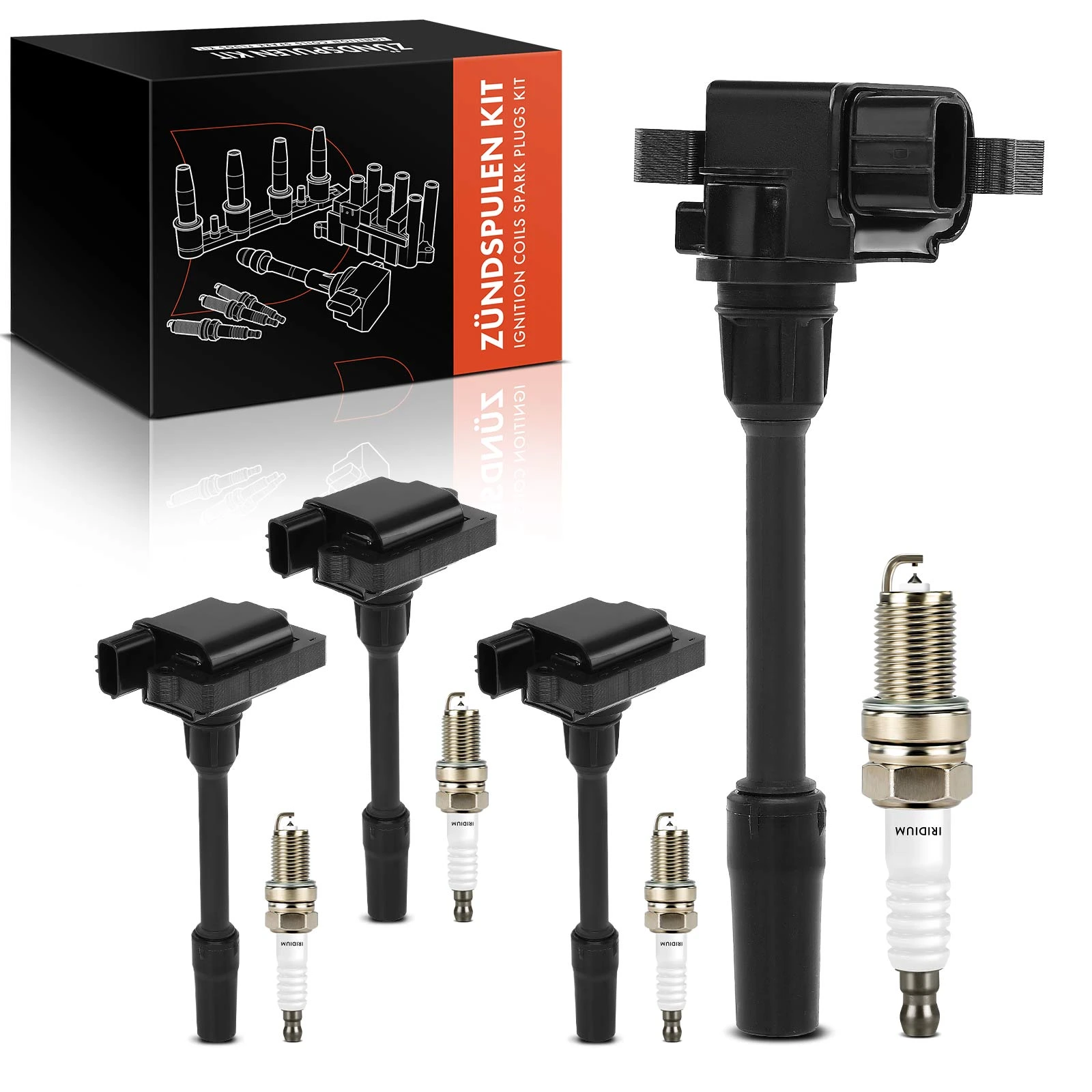 Ignition Coil and Spark Plug Kit Set of 8 Iridium & Platinum Series, 3-Blade Terminal A-Premium APICK04PPW