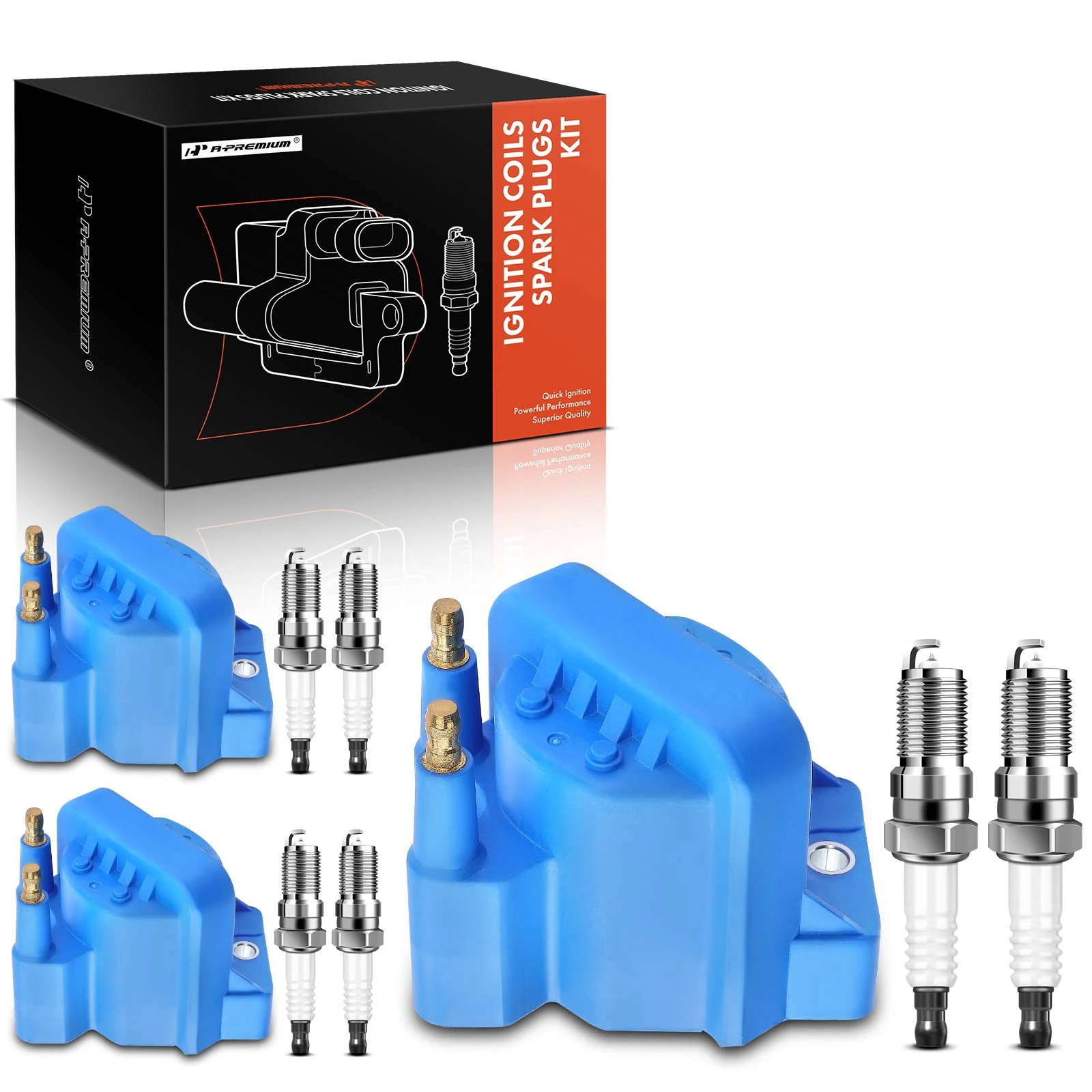 3 Pcs Blue Ignition Coil & 6 Pcs IRIDIUM Spark Plug Kit