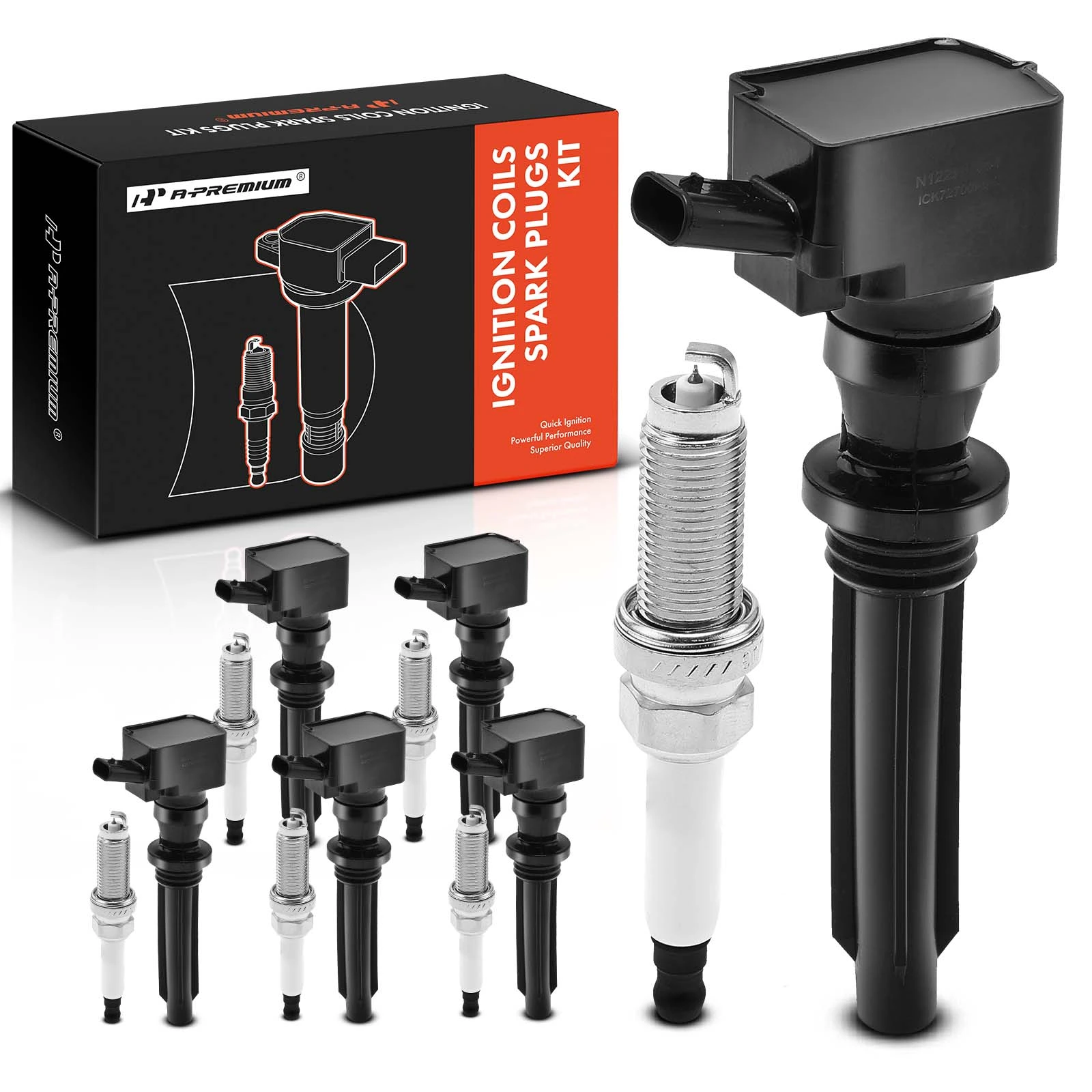 6 Pcs Black Ignition Coil & 6 Pcs IRIDIUM Spark Plug Kit
