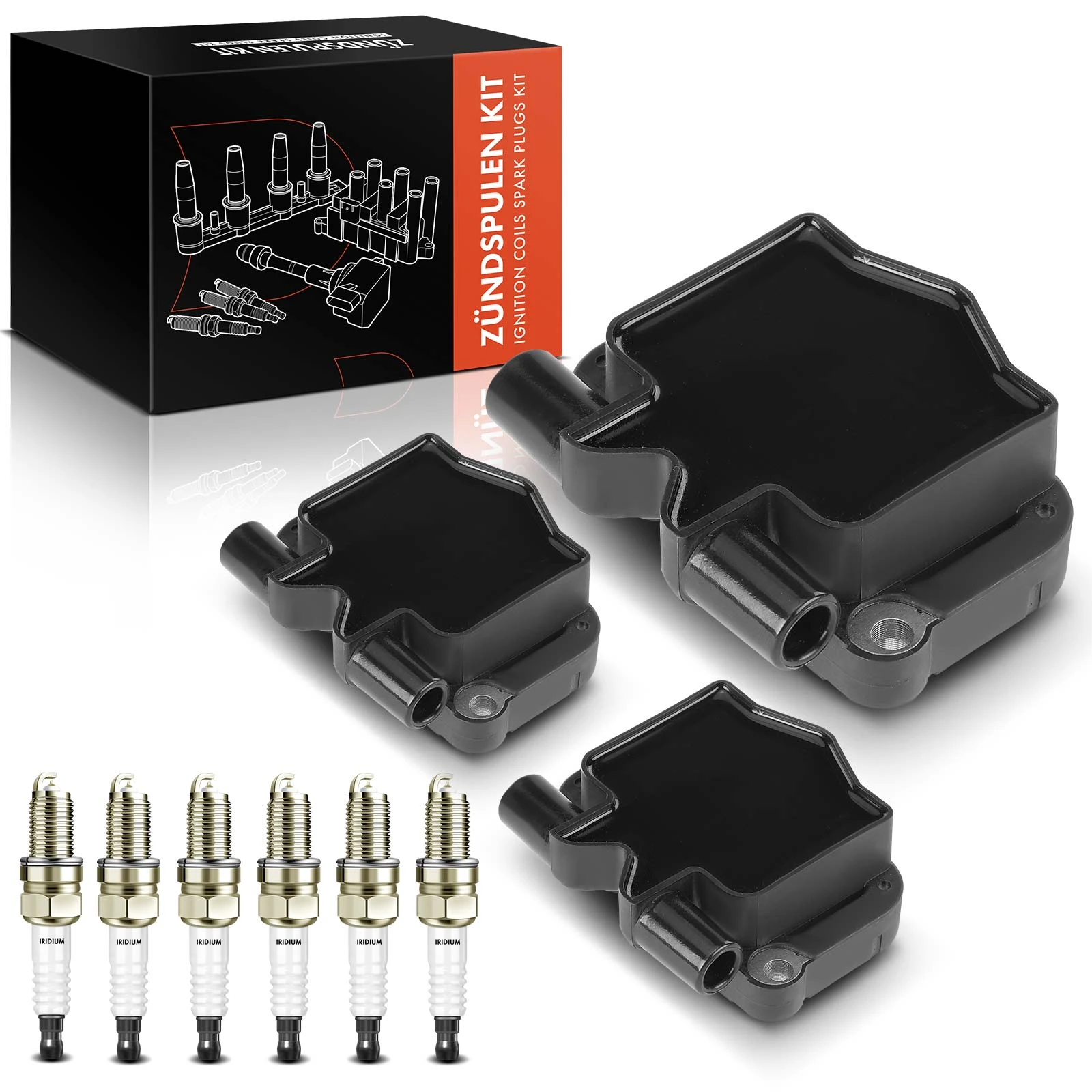Ignition Coil and Spark Plug Kit Set of 9 Iridium & Platinum Series, 4-Blade Terminal A-Premium APICK01PPW