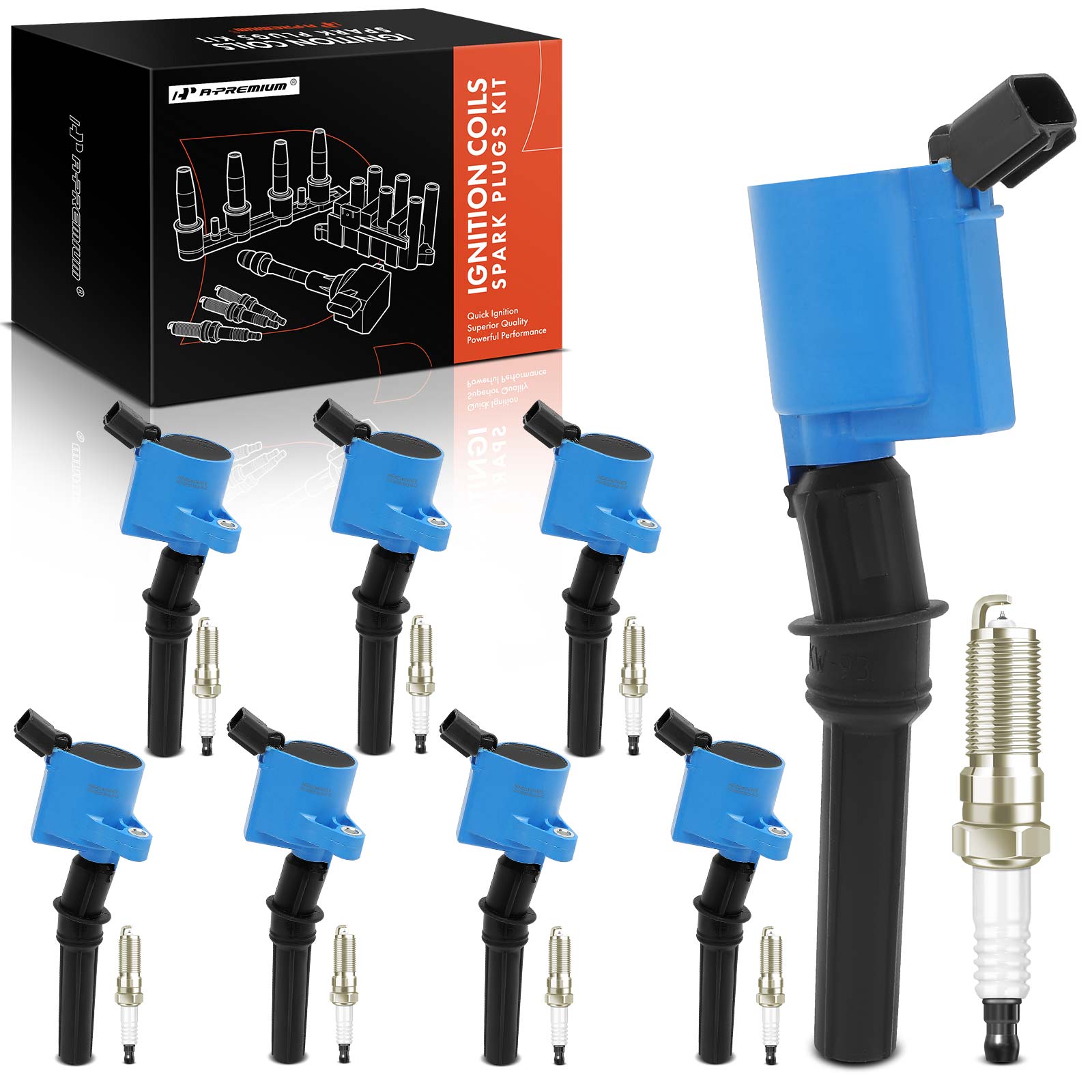 8 Pcs Ignition Coils & 8 Pcs Double Iridium Spark Plug Kits