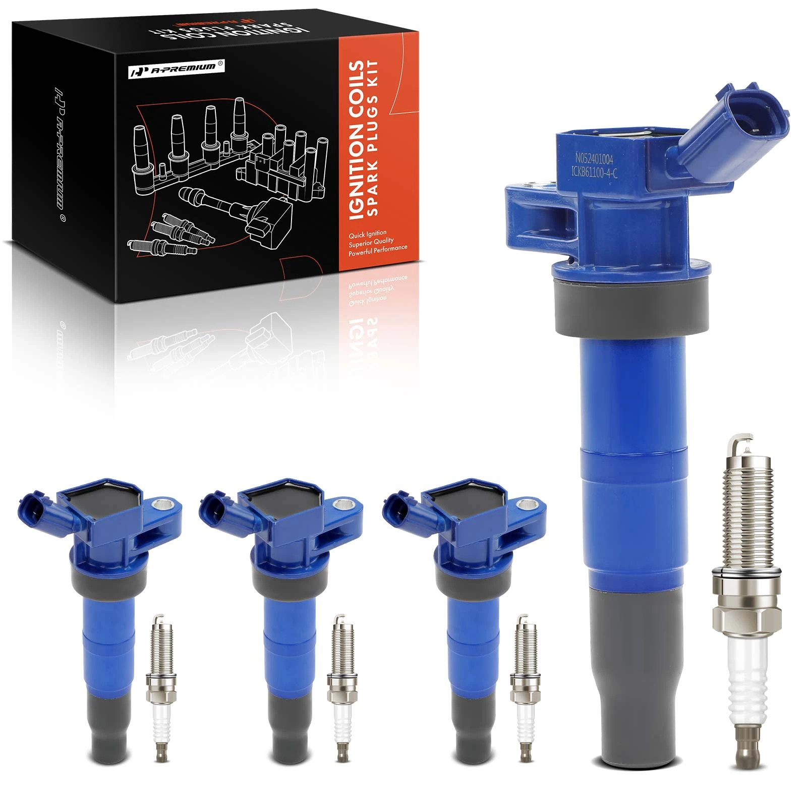 2011 Hyundai Equus Ignition Coil and Spark Plug Kit Set of 8 Double Iridium Series, 2-Blade Terminal A-Premium APIC1106