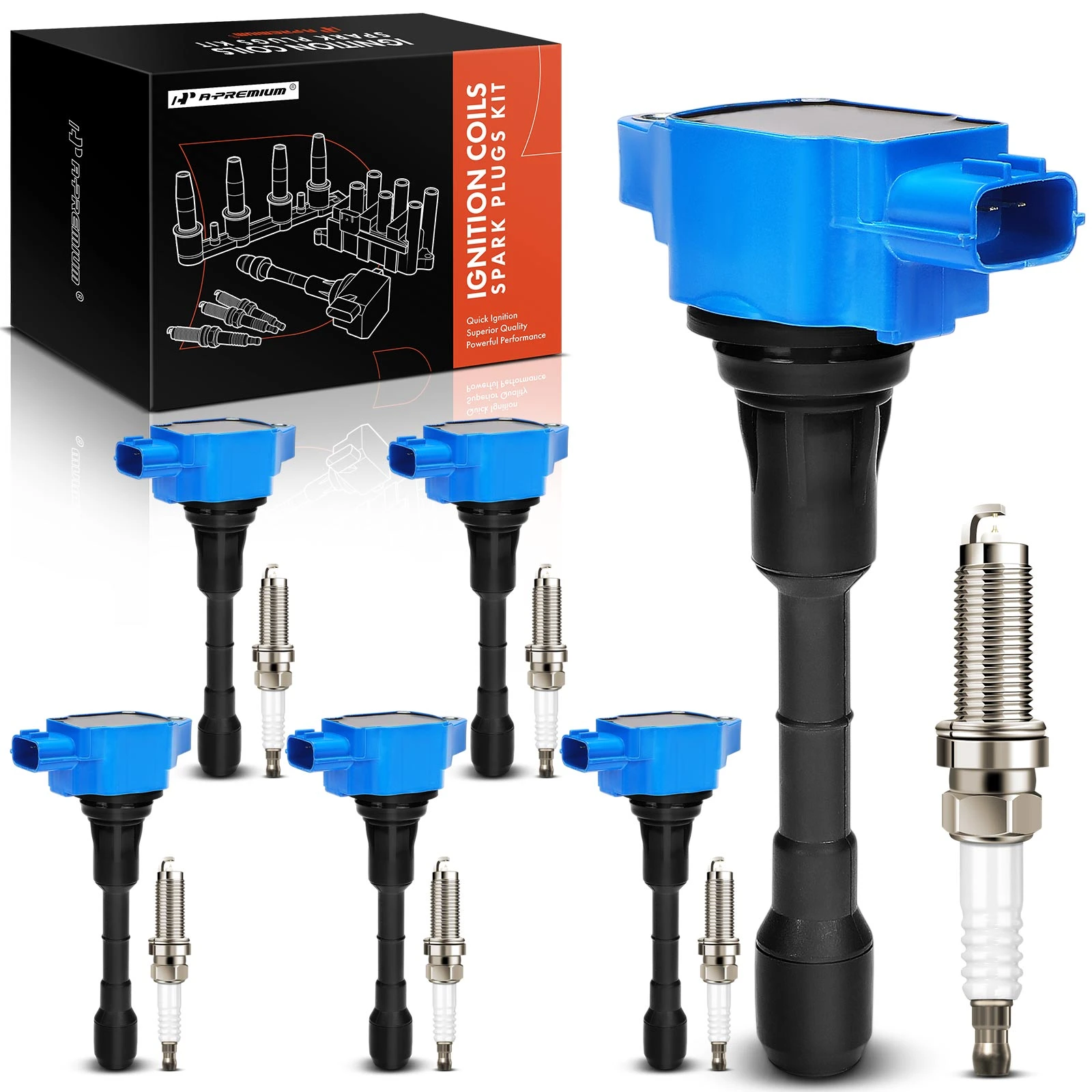 2008-2013 INFINITI G37 Ignition Coils & Spark Set of 12 Iridium Series, 3-Blade Terminal A-Premium APIC1385