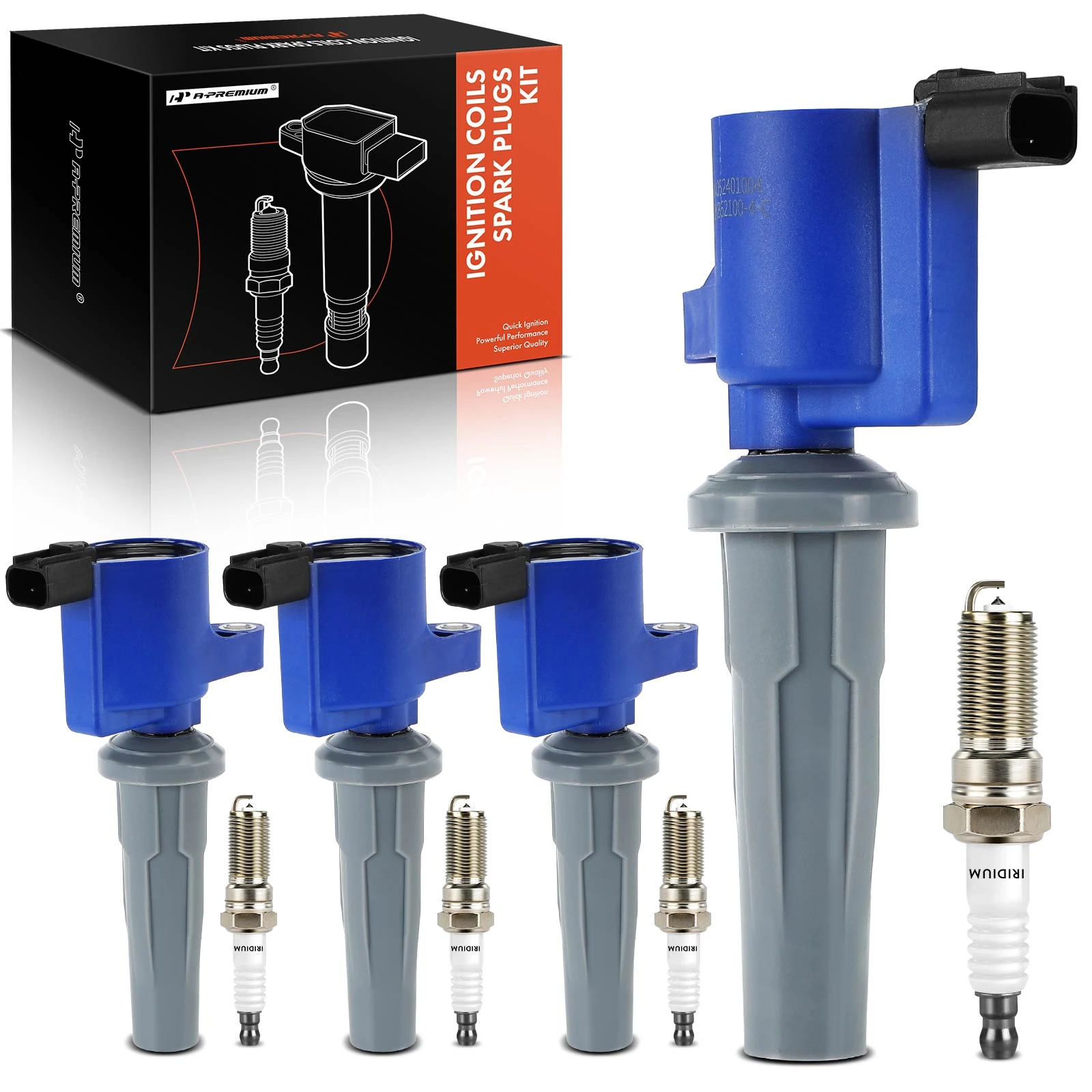 4 Pcs Ignition Coils & 4 Pcs Double Iridium Spark Plug Kits