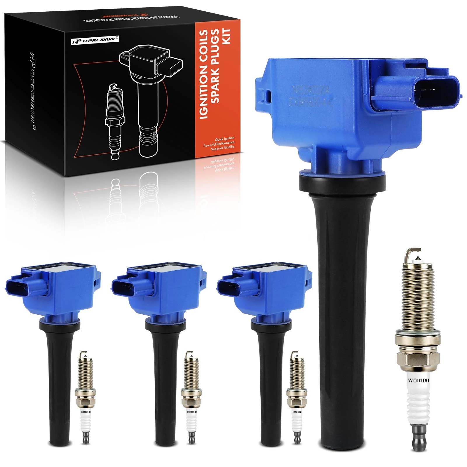 4 Pcs Ignition Coils & 4 Pcs Iridium Spark Plug Kits