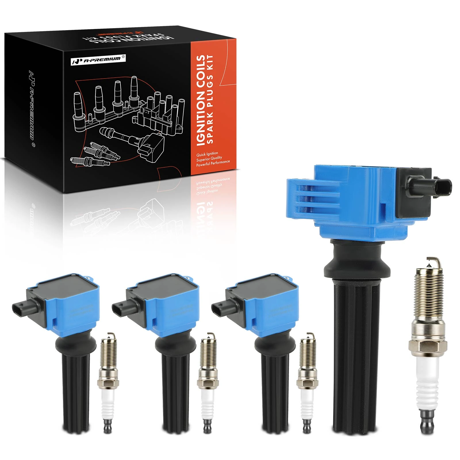 4 Pcs Ignition Coils & 4 Pcs Iridium & Platinum Spark Plug Kits