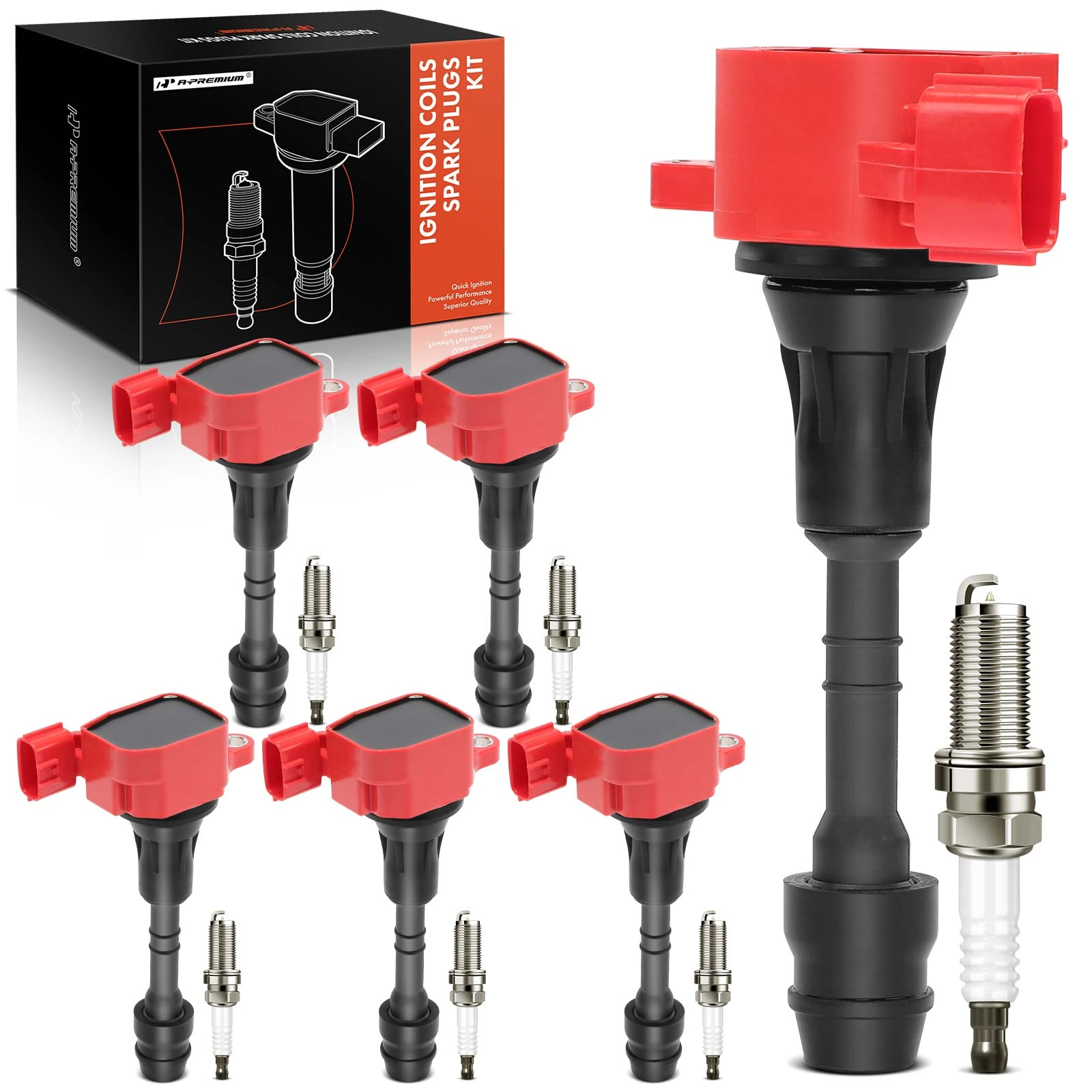 Ignition Coil and Spark Plug Kit Set of 12 Double Iridium Series, 3-Blade Terminal A-Premium APIC1111