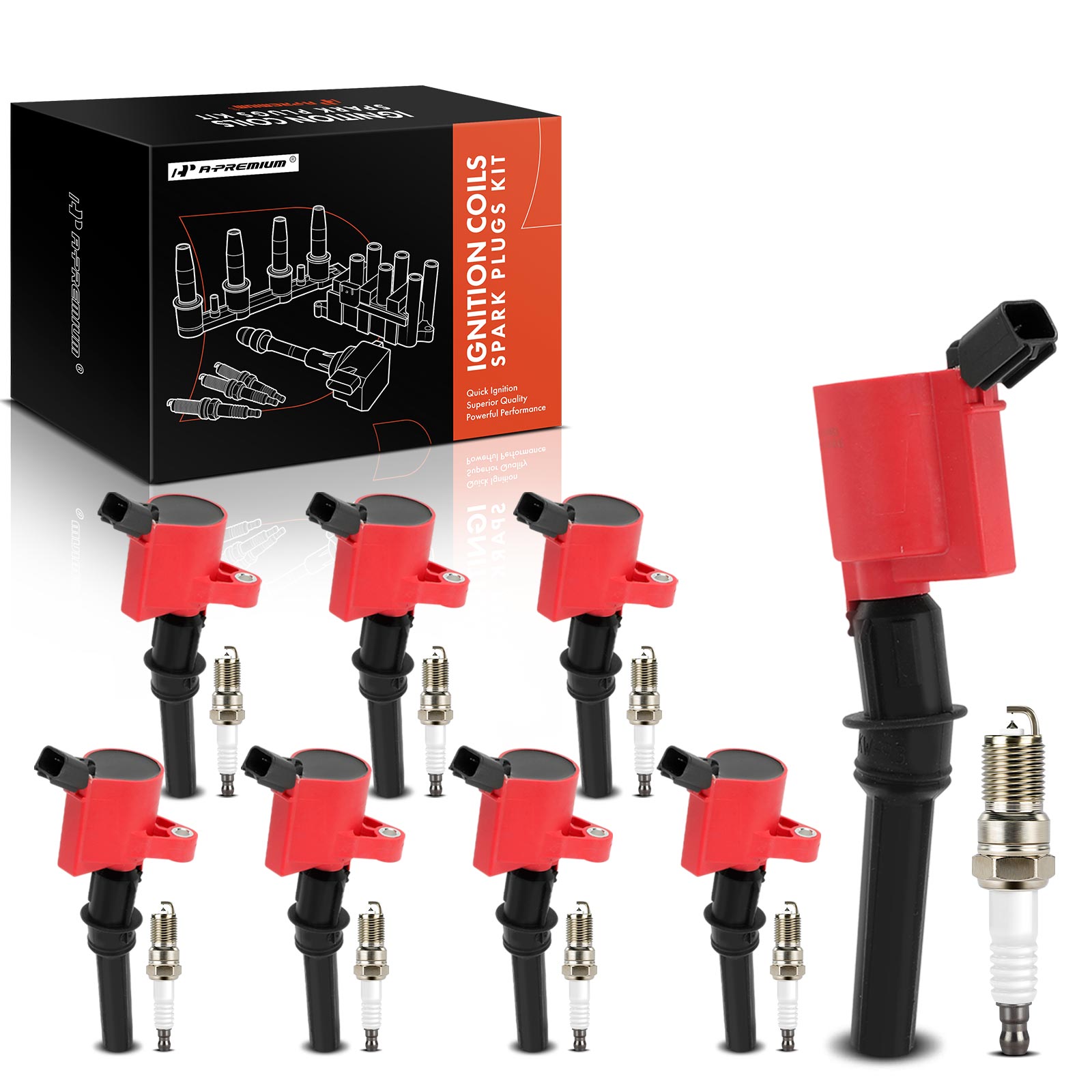 8 Pcs Ignition Coils & 8 Pcs Double Iridium Spark Plug Kits