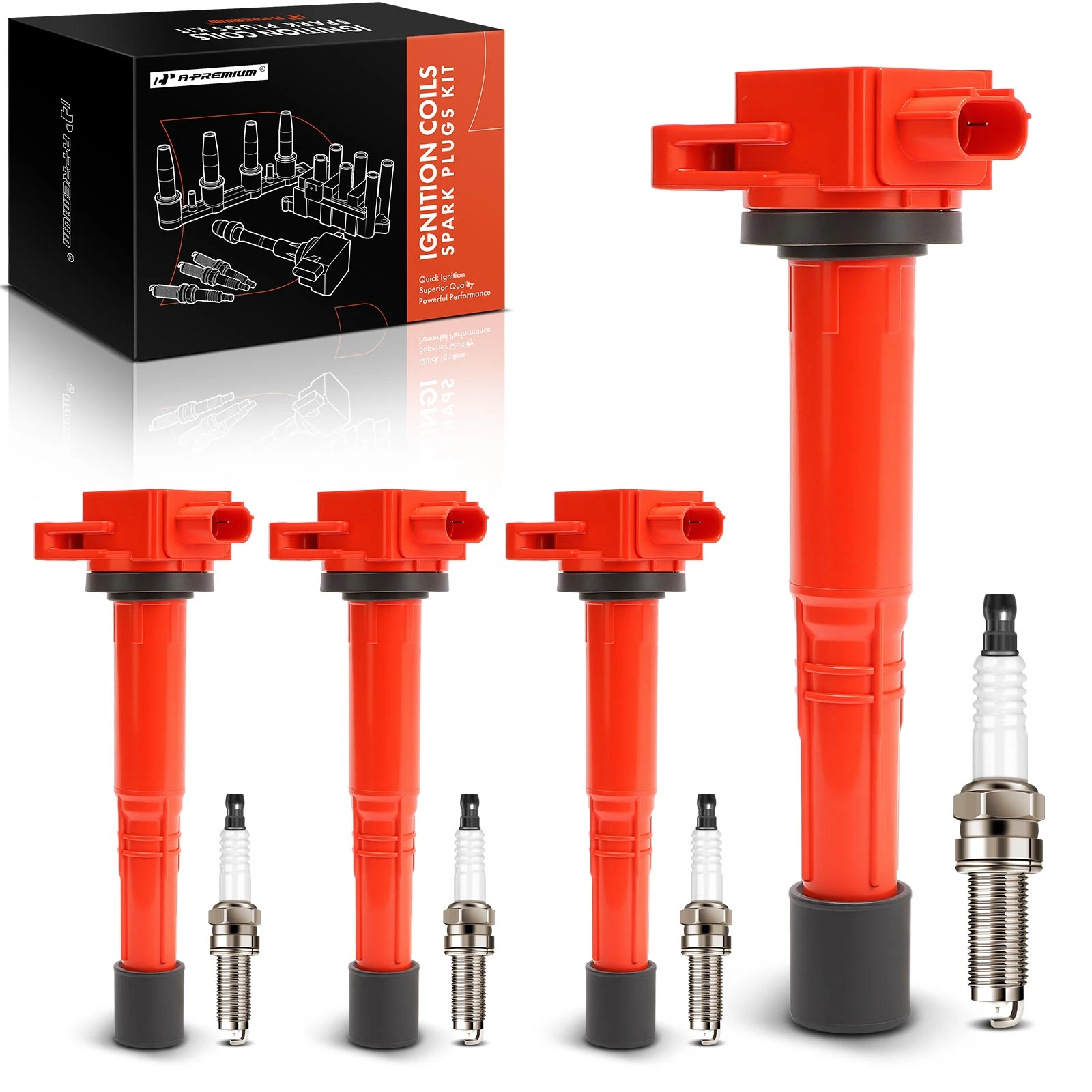 2010-2014 Honda CR-V Ignition Coils & Spark Plugs Kits Set of 8 Iridium Series, 3-Pin Terminal A-Premium APIC1543
