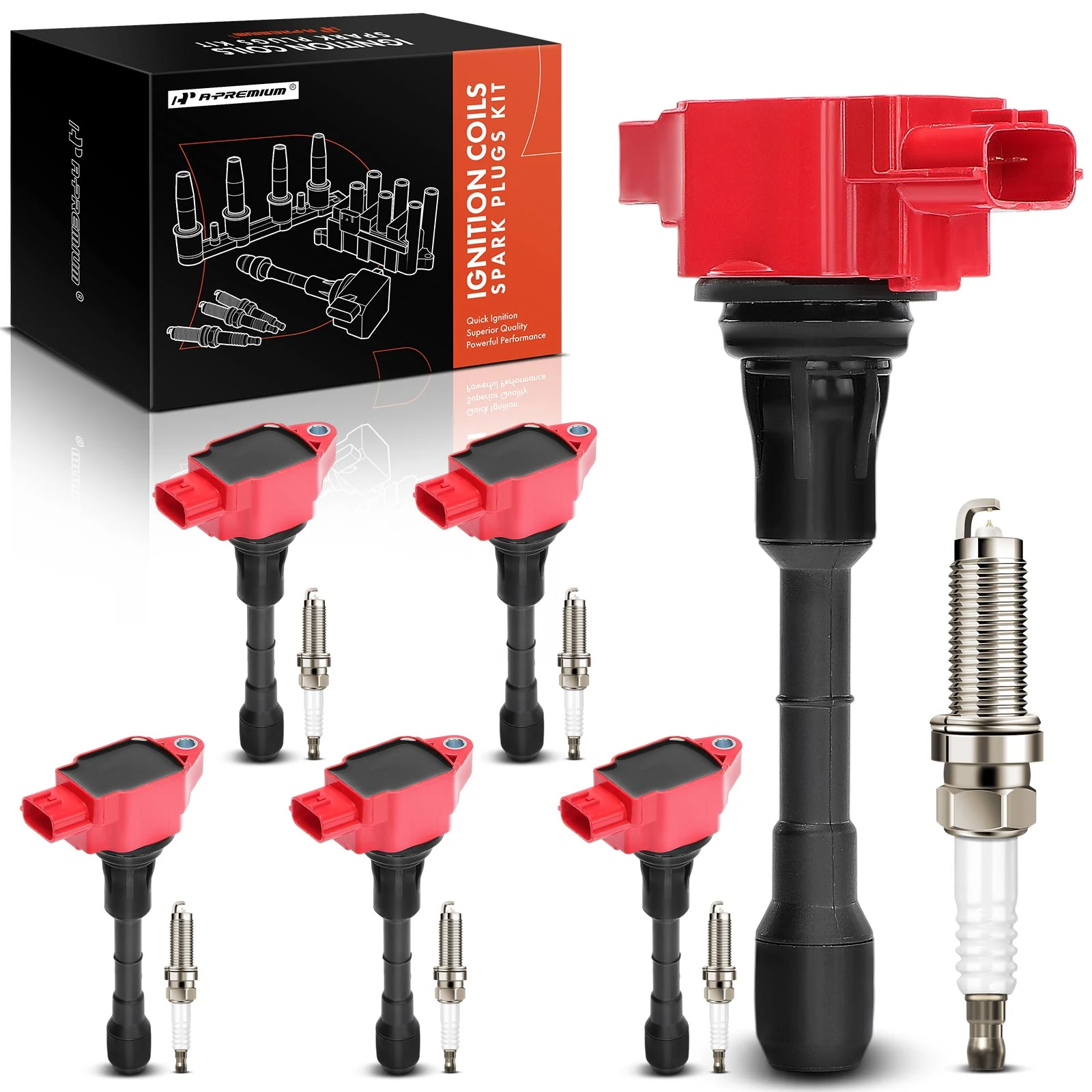 2008-2013 INFINITI G37 Ignition Coils & Spark Set of 12 Iridium Series, 3-Blade Terminal A-Premium APIC1405