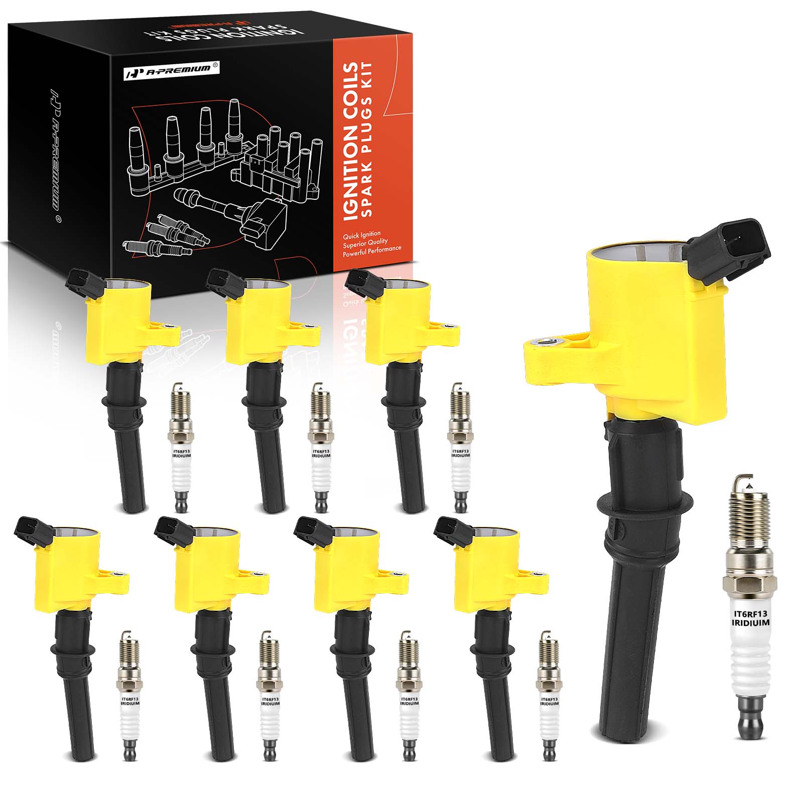 8 Pcs Ignition Coils & 8 Pcs Double Iridium Spark Plug Kits