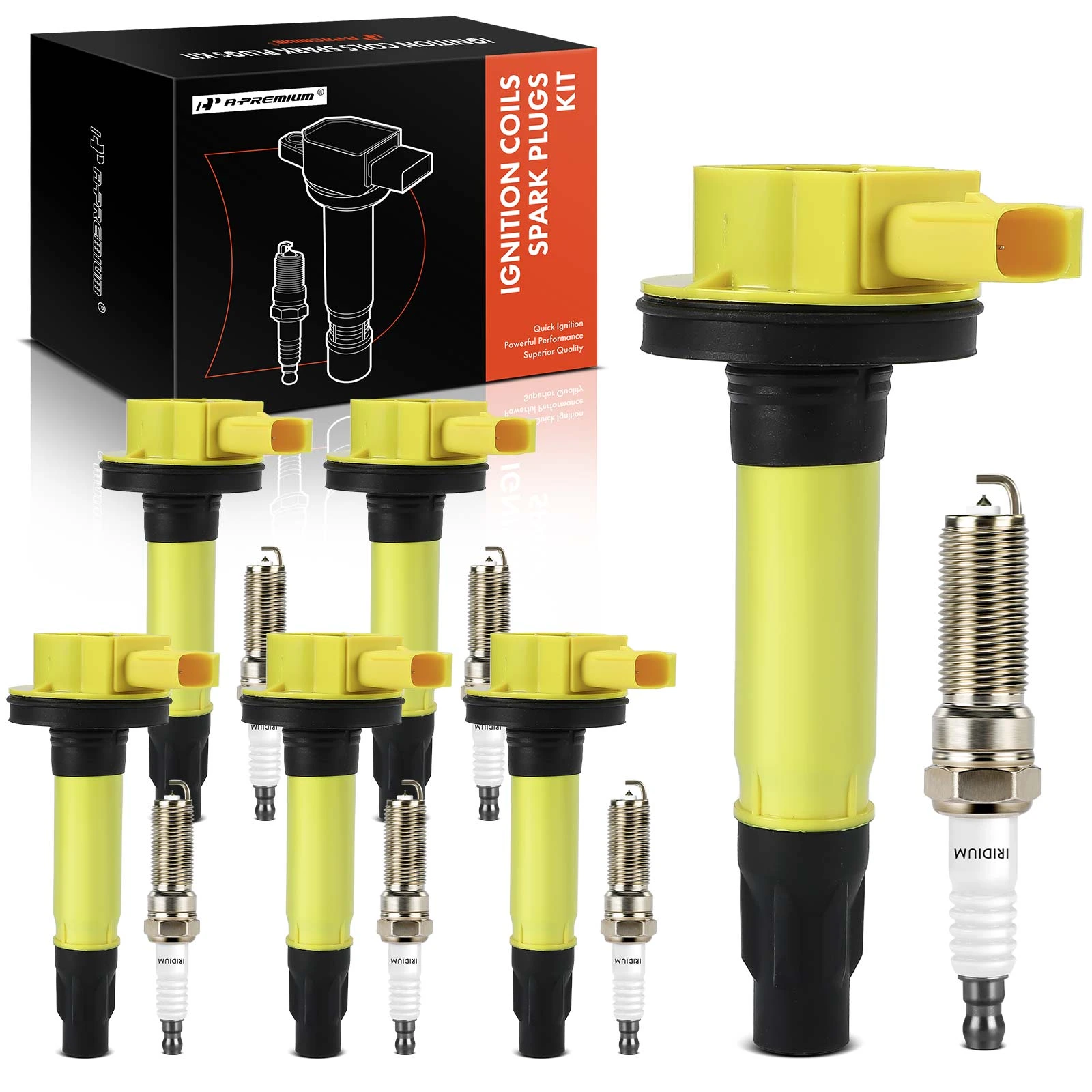 6 Pcs Ignition Coil & 6 Pcs Iridium & Platinum Spark Plug Kits