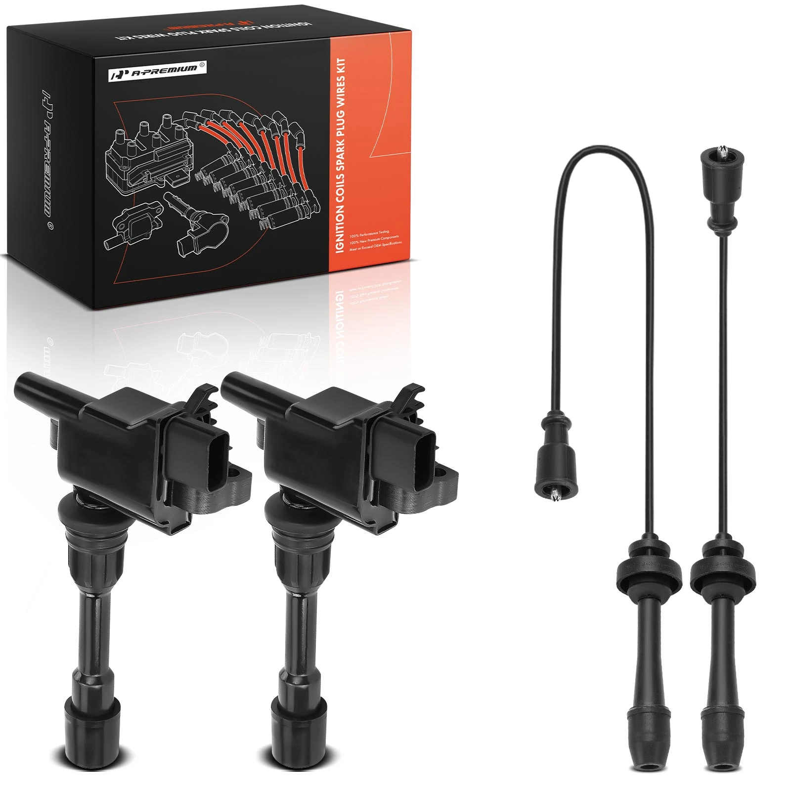 2 Pcs Ignition Coils & 2 Pcs Spark Plug Wires