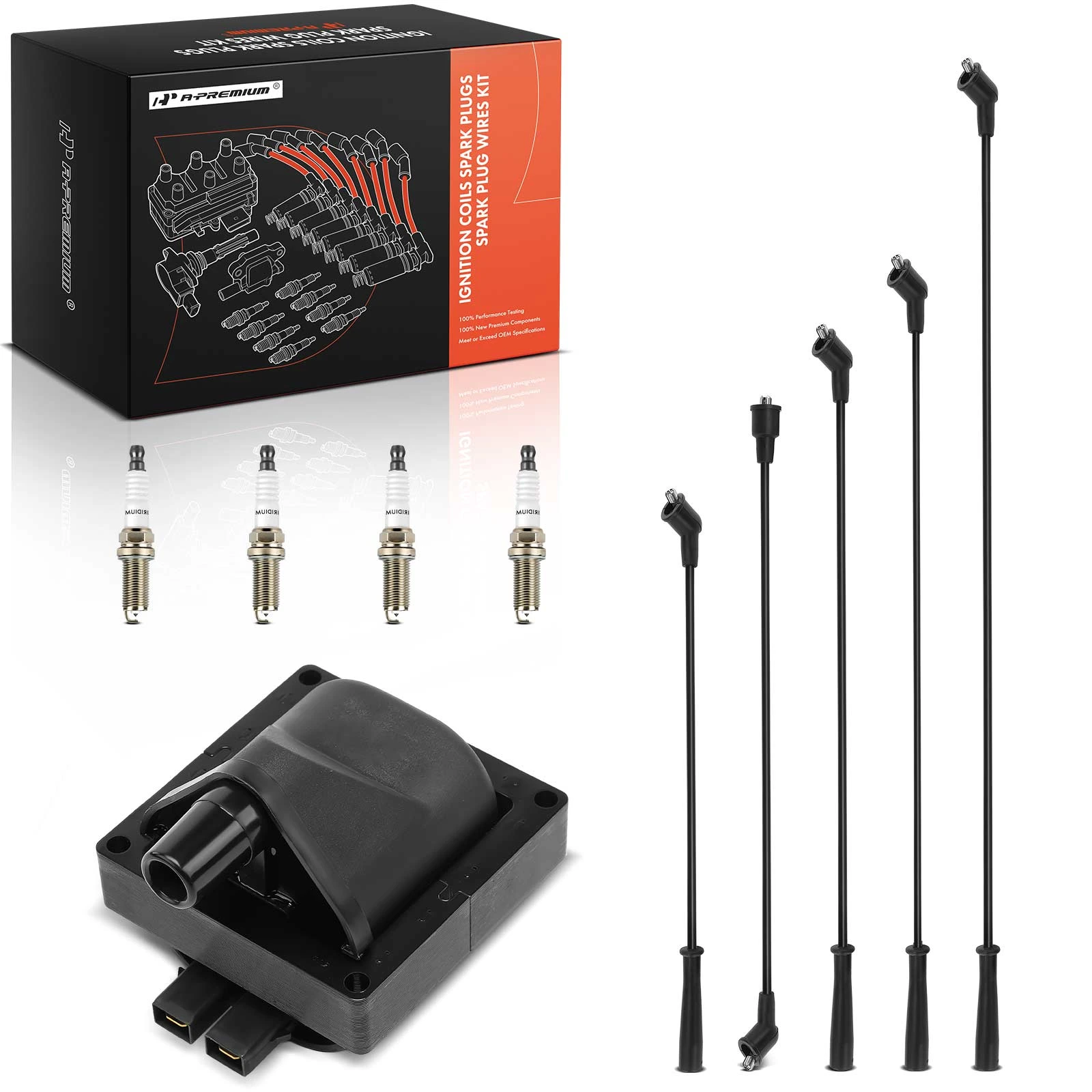 A-Premium APIC1281 1981-1990 Toyota Pickup Ignition Coil Spark Plug and Wire Kit
