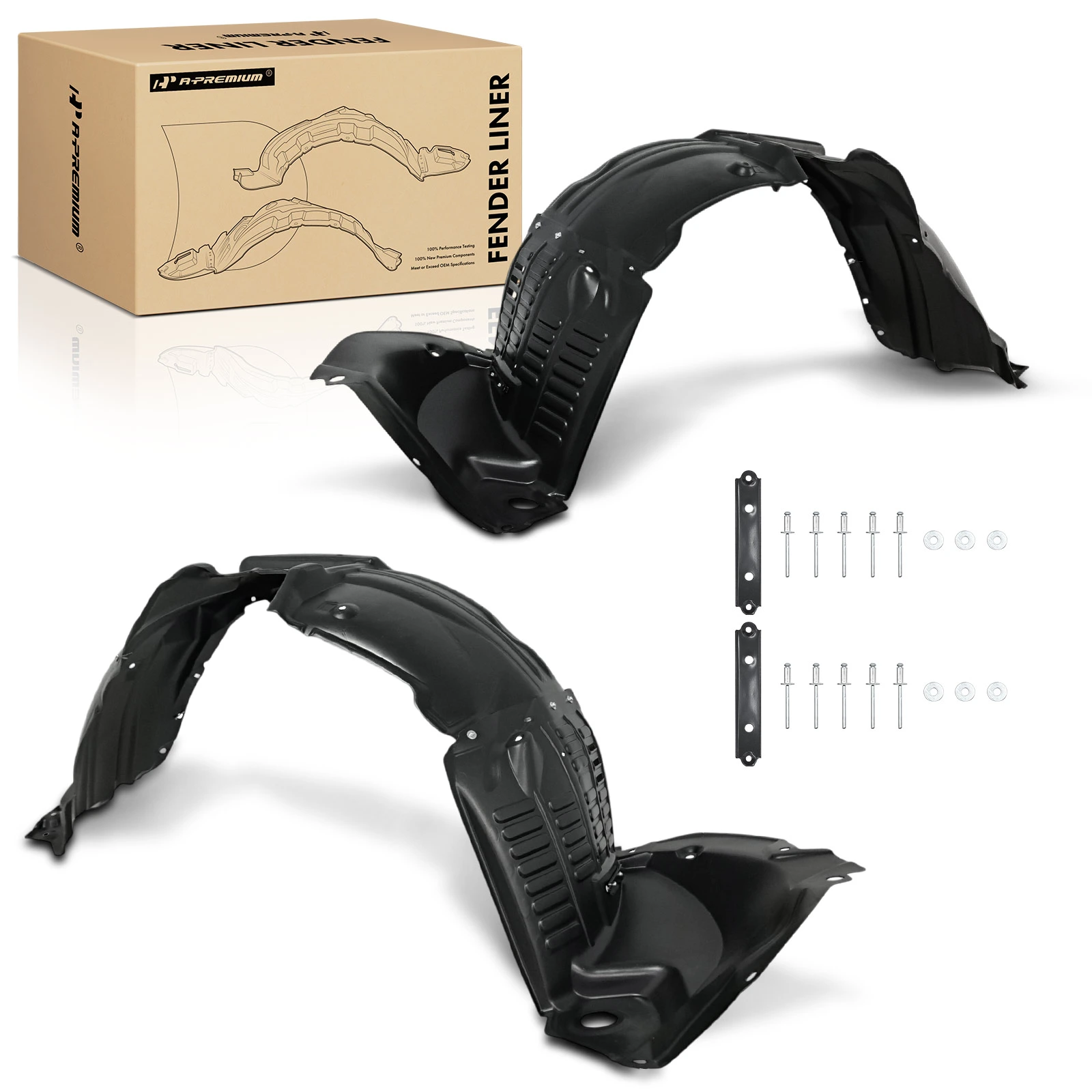 2 Pcs Front Inner Fender Liners Waterproof PP+PE