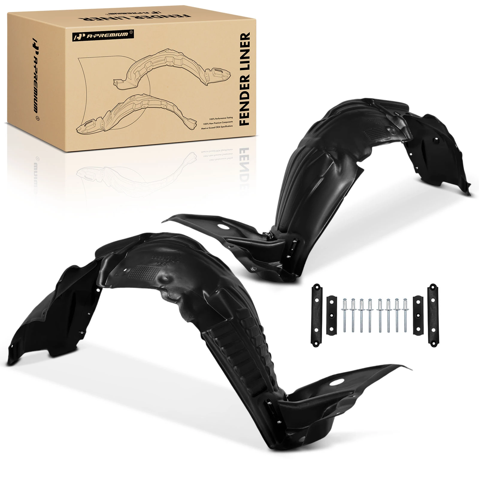 2 Pcs Front Inner Fender Liners Waterproof PP