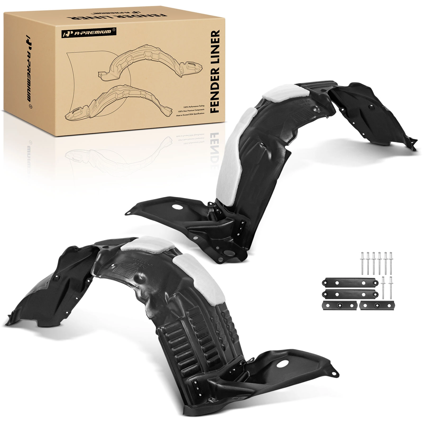 2 Pcs Front Inner Fender Liners with Insulation Foam